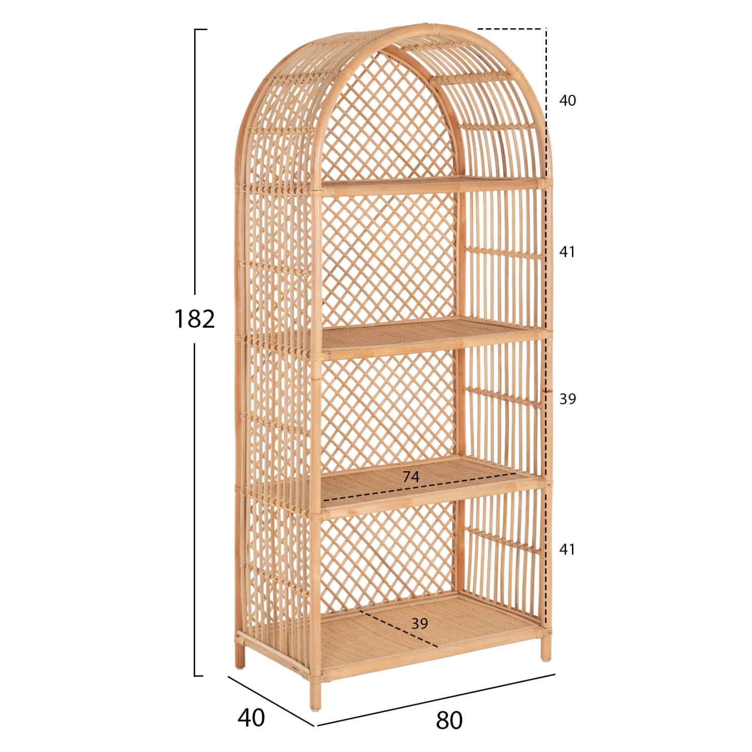 Библиотека SIMOK естествен ратан  80x40x182см