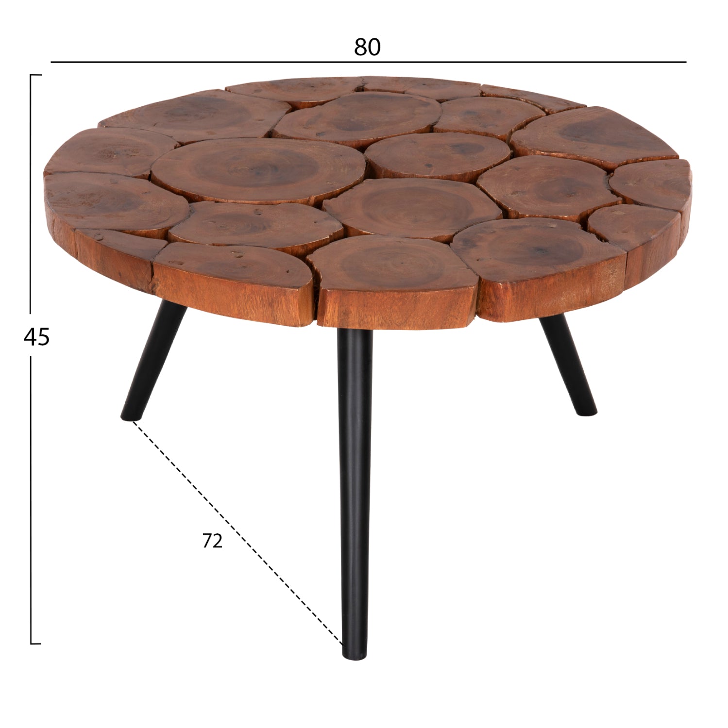 Холна маса RIBBEN дърво-метални крака Φ80x45см