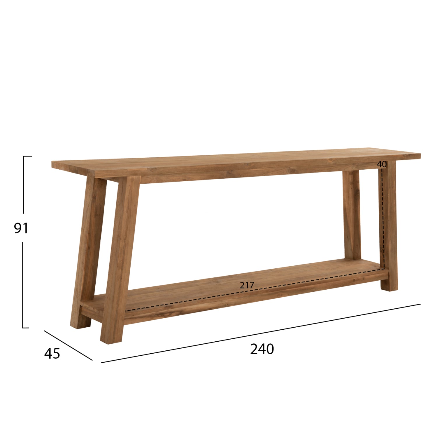 Конзола тиково дърво натурал  240x45x91