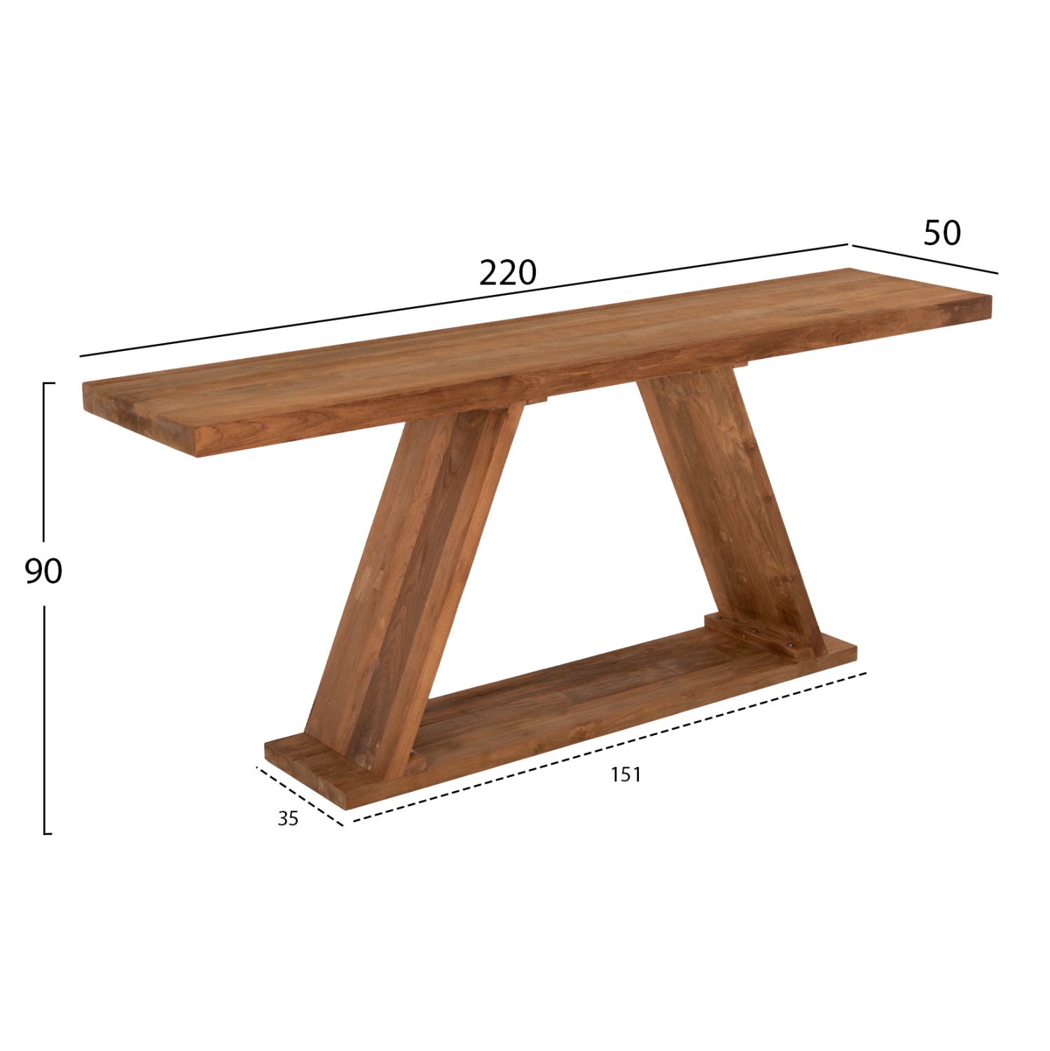 Конзола тиково дърво  220x50x90