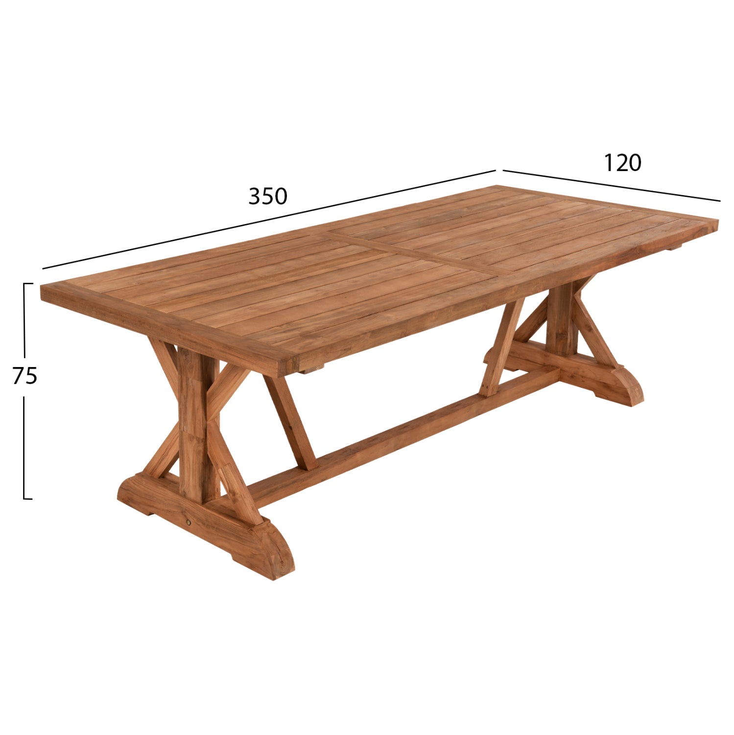 Трапезна маса KRONOS  рециклирано тиково дърво в натурален цвят 350x120x75см