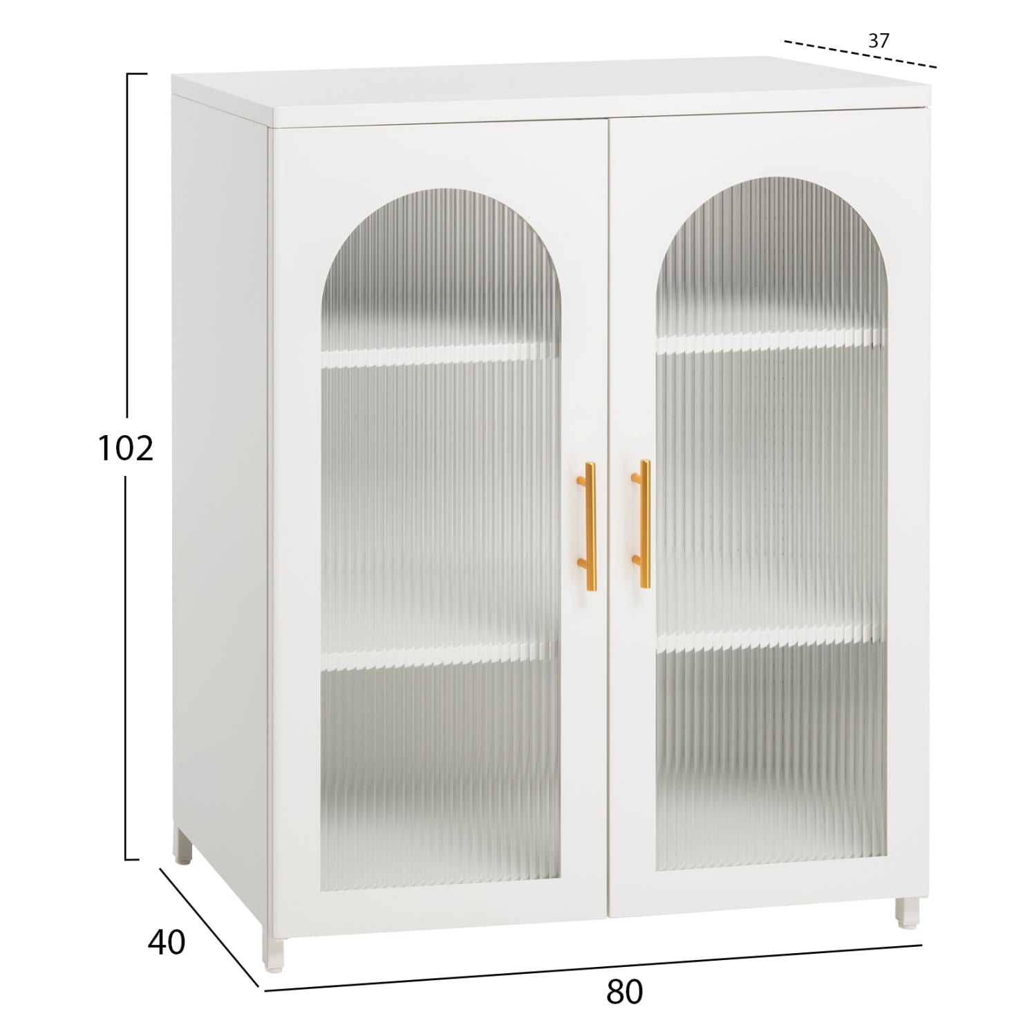 Витринен шкаф  CARIL бял цвят 80x37-40x102см