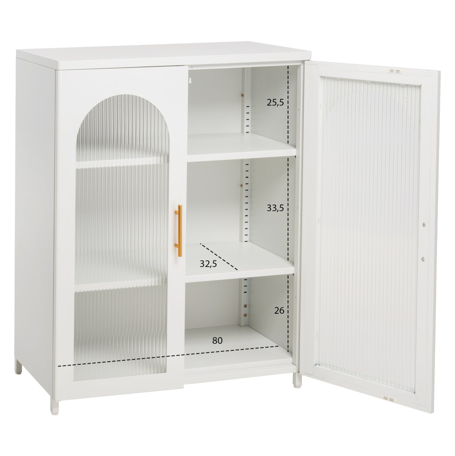 Витринен шкаф  CARIL бял цвят 80x37-40x102см