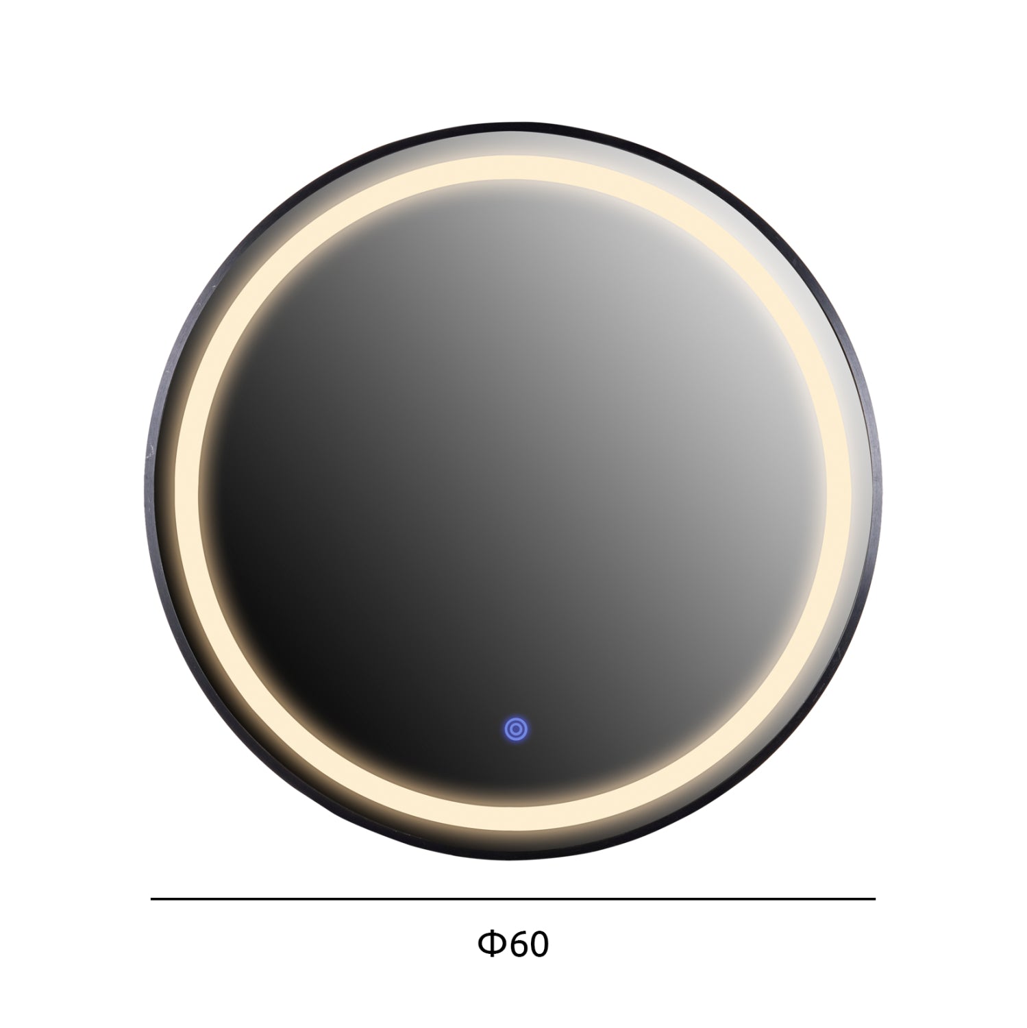 Кръгло стенно огледало от алуминий в черно с led осветление φ60x3см