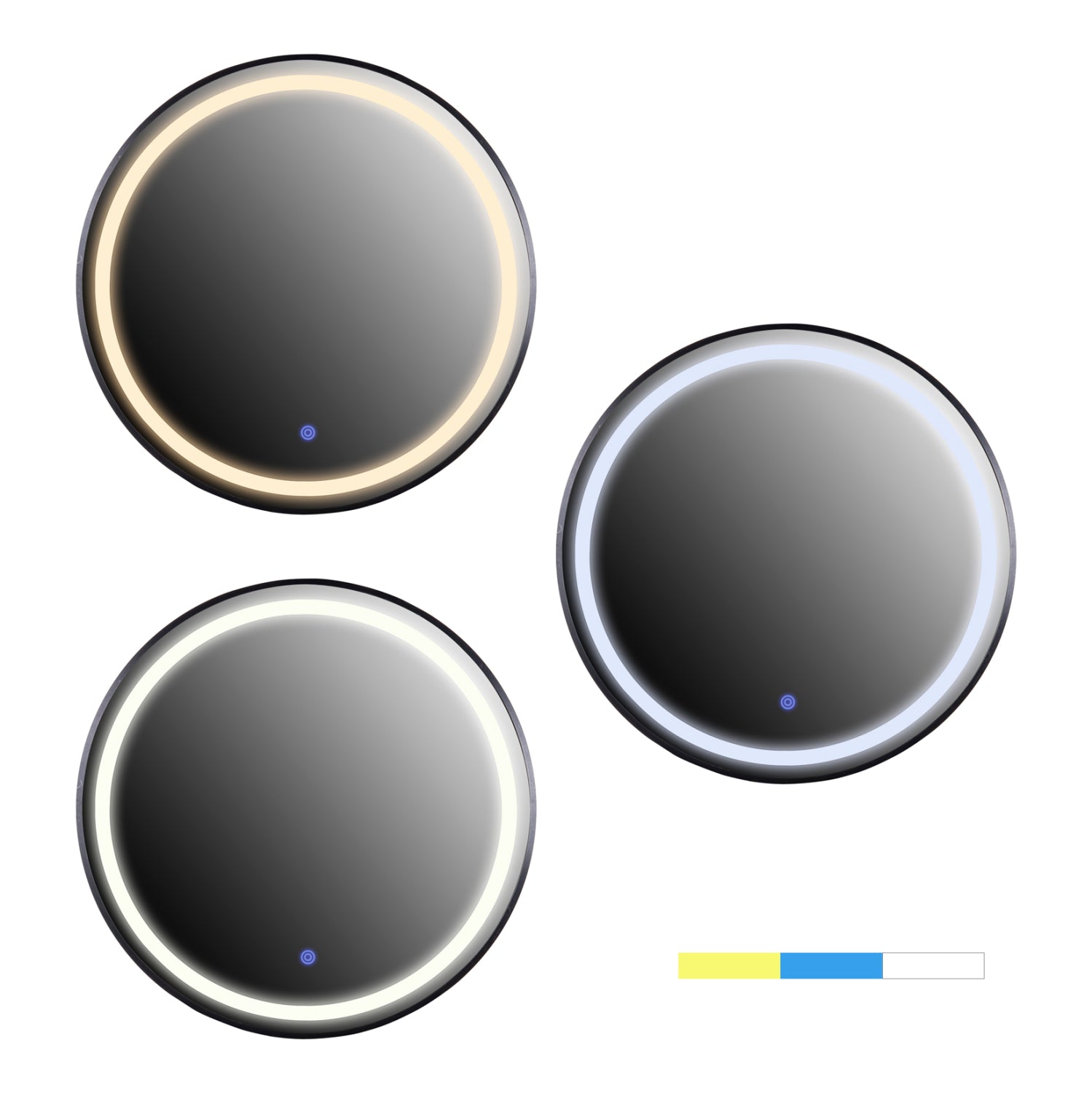 Кръгло стенно огледало от алуминий в черно с led осветление φ60x3см