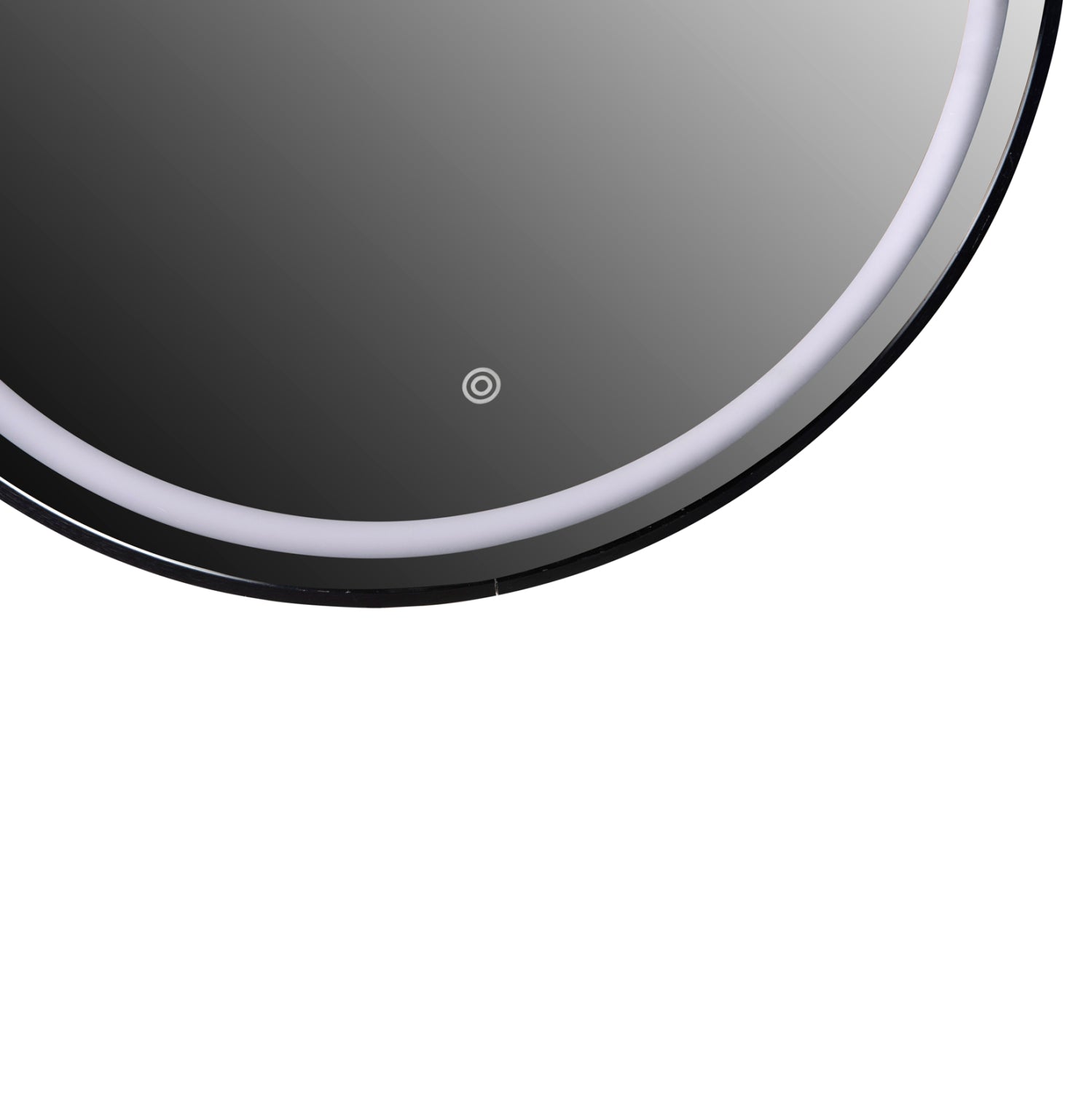 Кръгло стенно огледало от алуминий в черно с led осветление φ60x3см