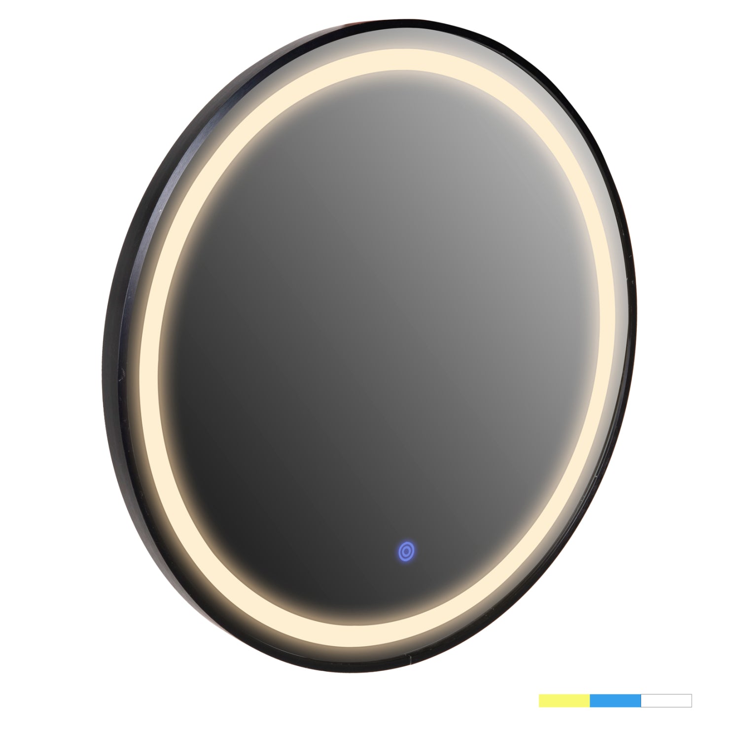 Кръгло стенно огледало от алуминий в черно с led осветление φ60x3см