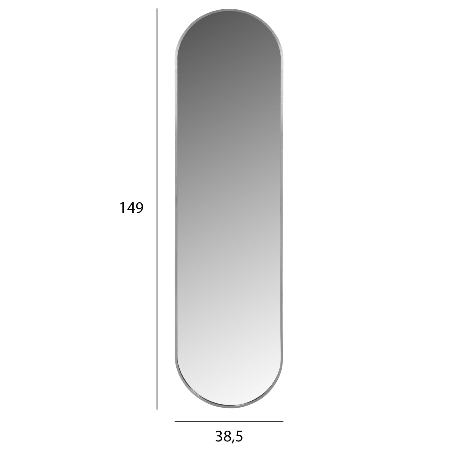 Стенно огледало 9581 сребрист цвят  38.5x4x149см