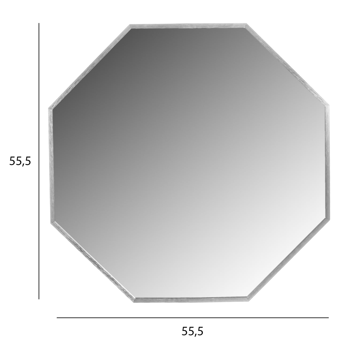 Огледало стенно осмоъгълно сребрист цвят  55,5x2,5x55,5