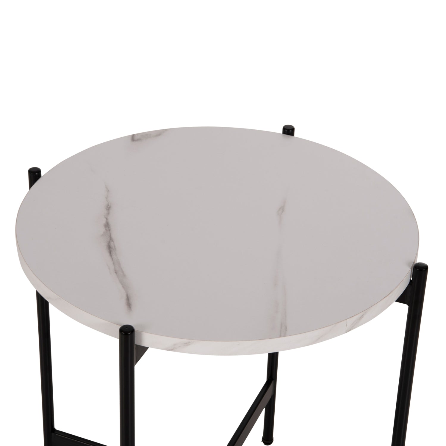 Странична маса MARBLE цвят бял -черен  Φ50x55см