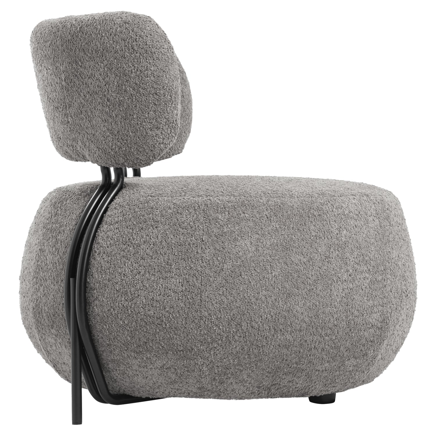 Кръгъл фотьойл   KARSEN сиво букле плат 75x75x75см.