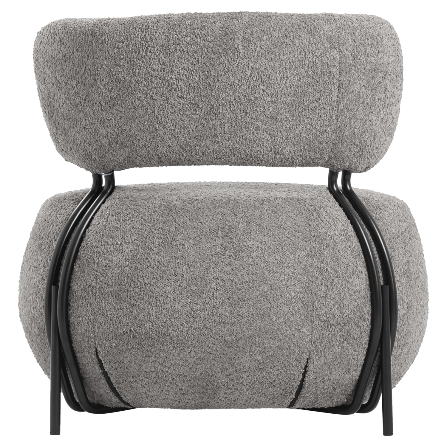 Кръгъл фотьойл   KARSEN сиво букле плат 75x75x75см.