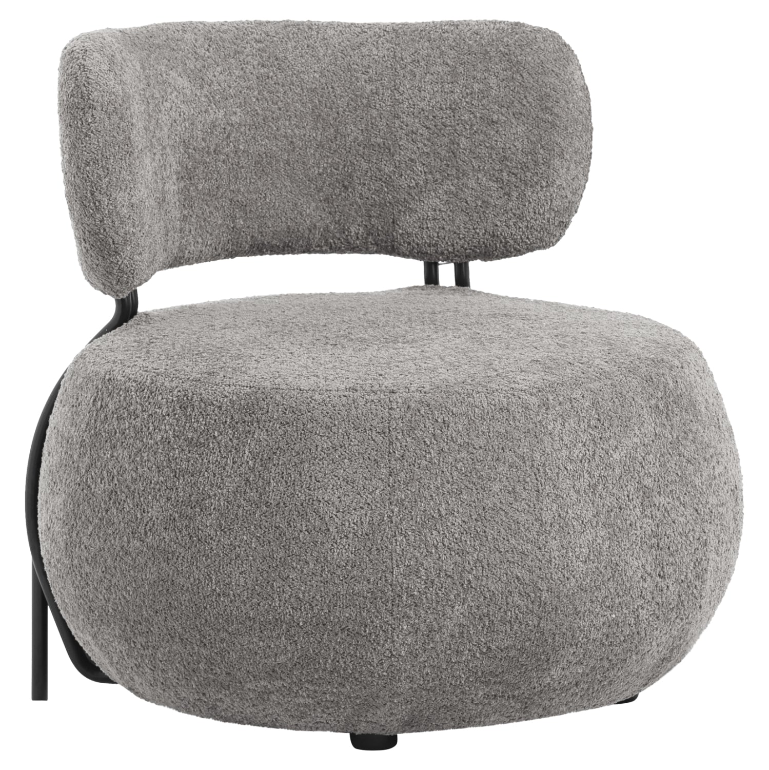 Кръгъл фотьойл   KARSEN сиво букле плат 75x75x75см.