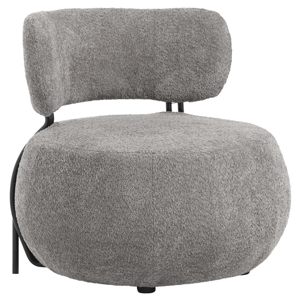 Кръгъл фотьойл   KARSEN сиво букле плат 75x75x75см.
