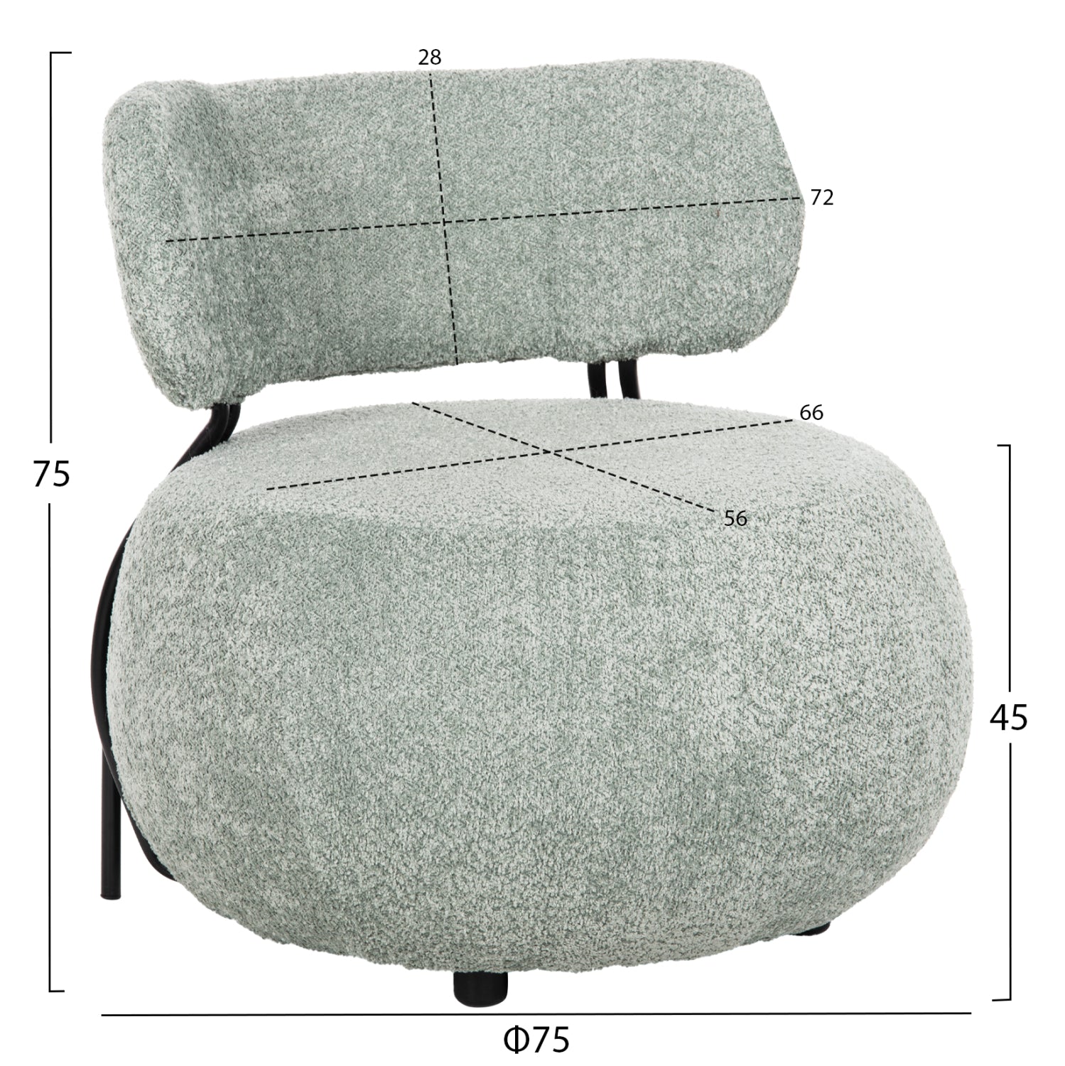 Кресло KARSEN цвят шамфъстък  75x75x75H см