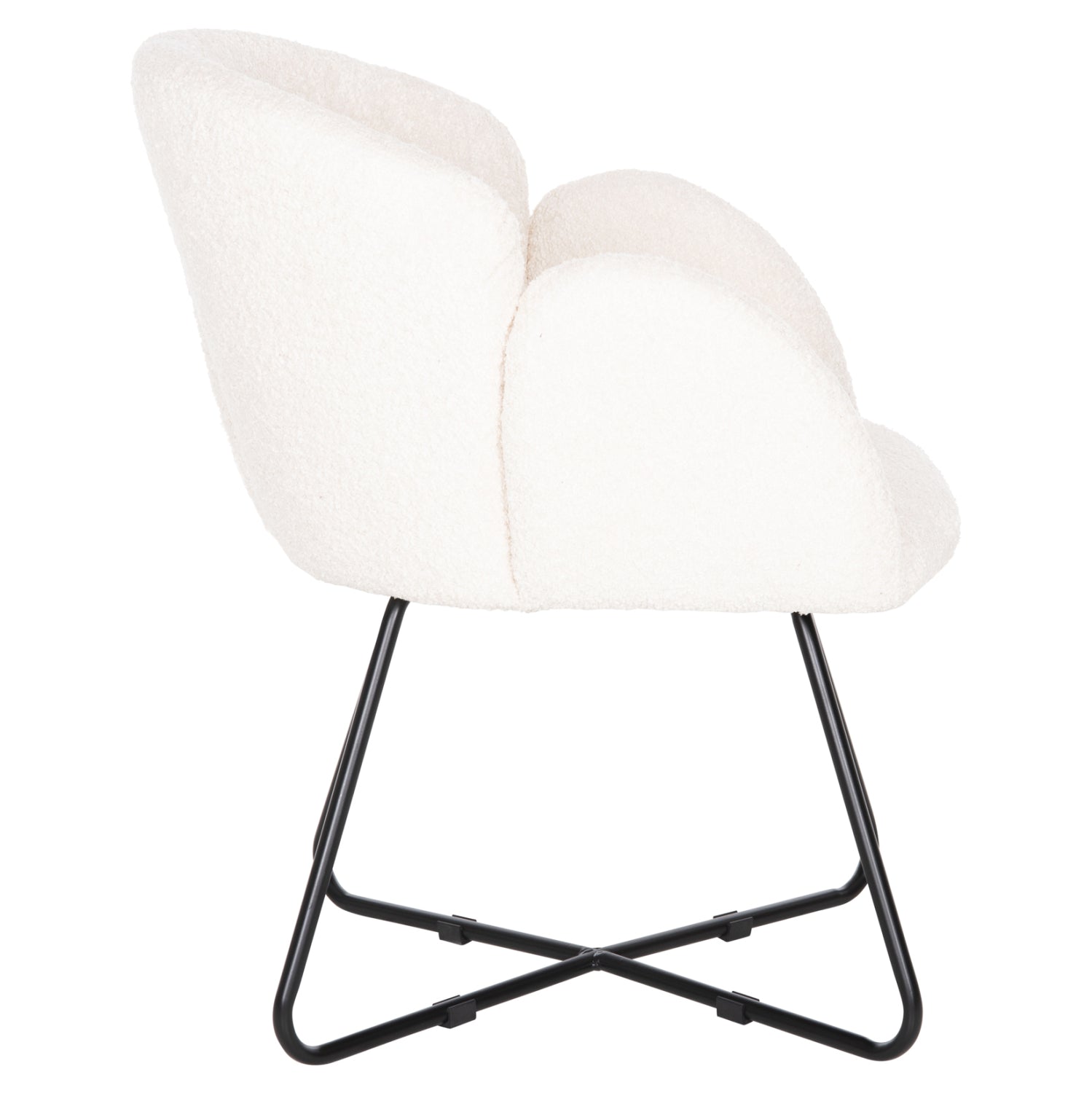 Кресло Харис букле цвят екрю  59,5x64x77