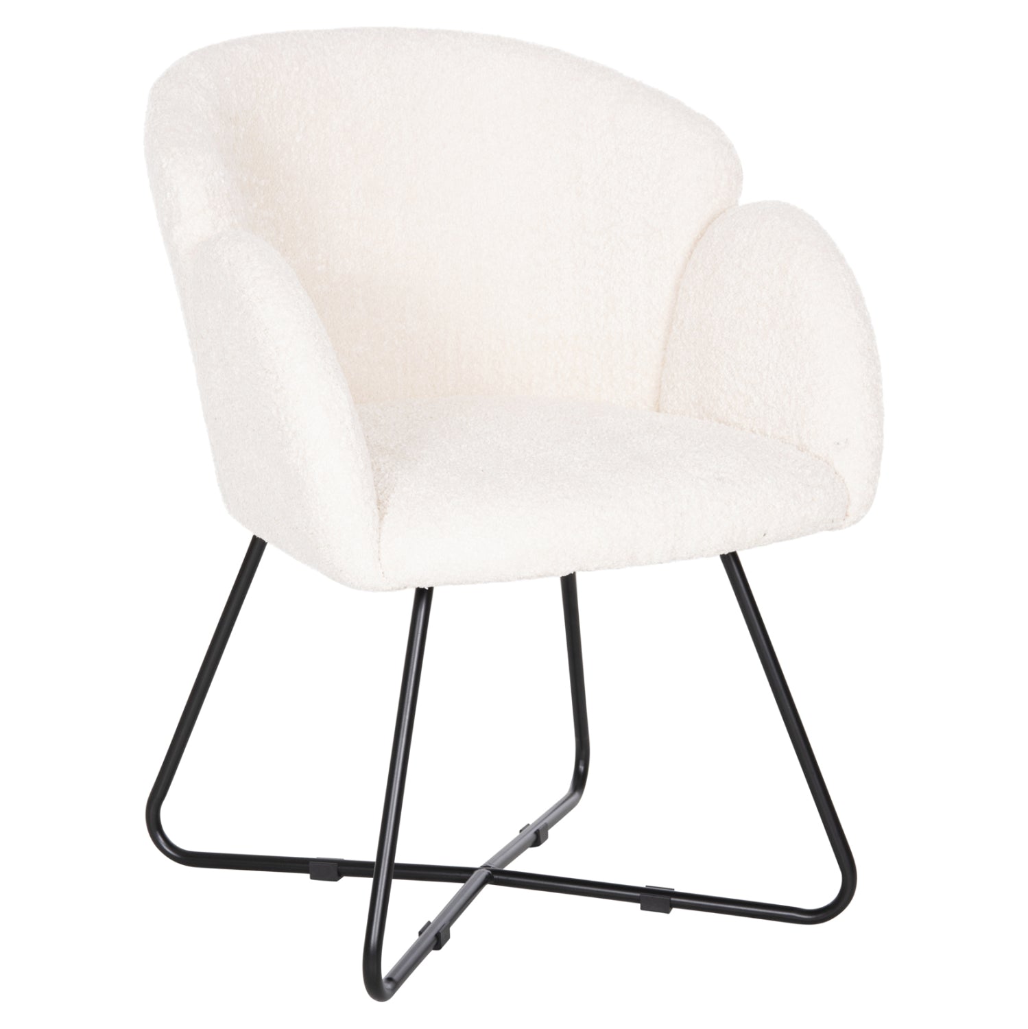 Кресло Харис букле цвят екрю  59,5x64x77