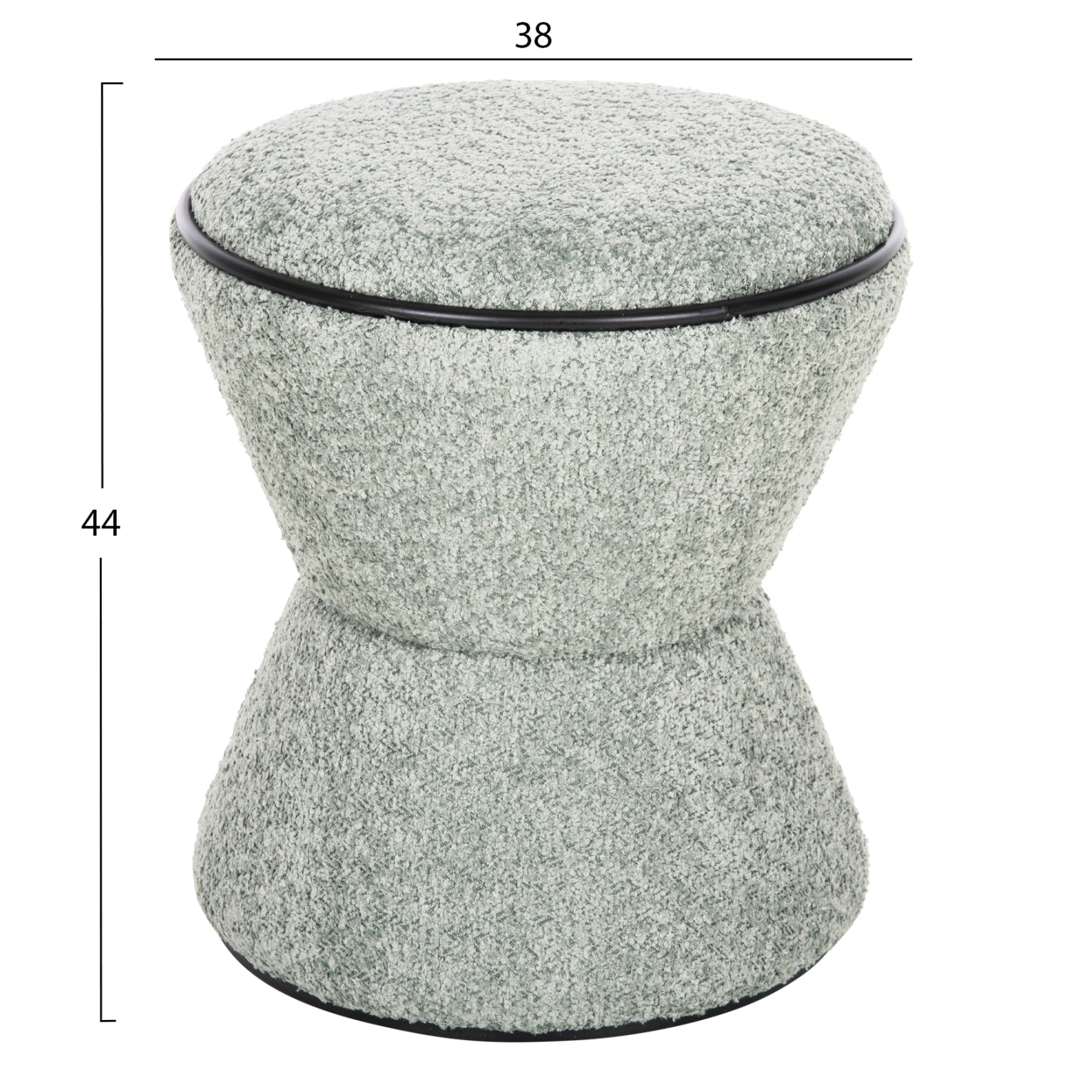 Табуретка Линър букле цвят шам фъстък-черен детайл Φ38,5x43