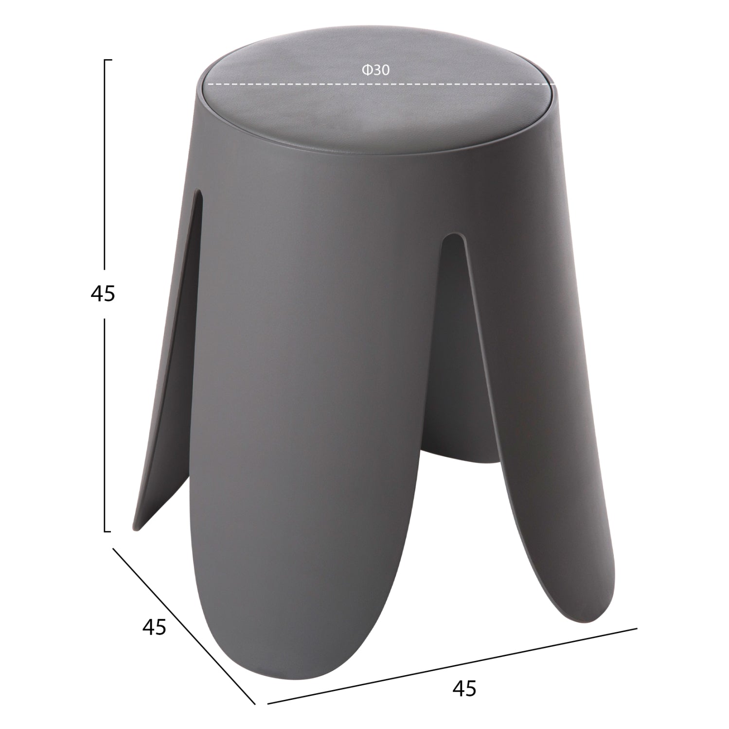 Табуретка DENTY сив цвят Φ30x45