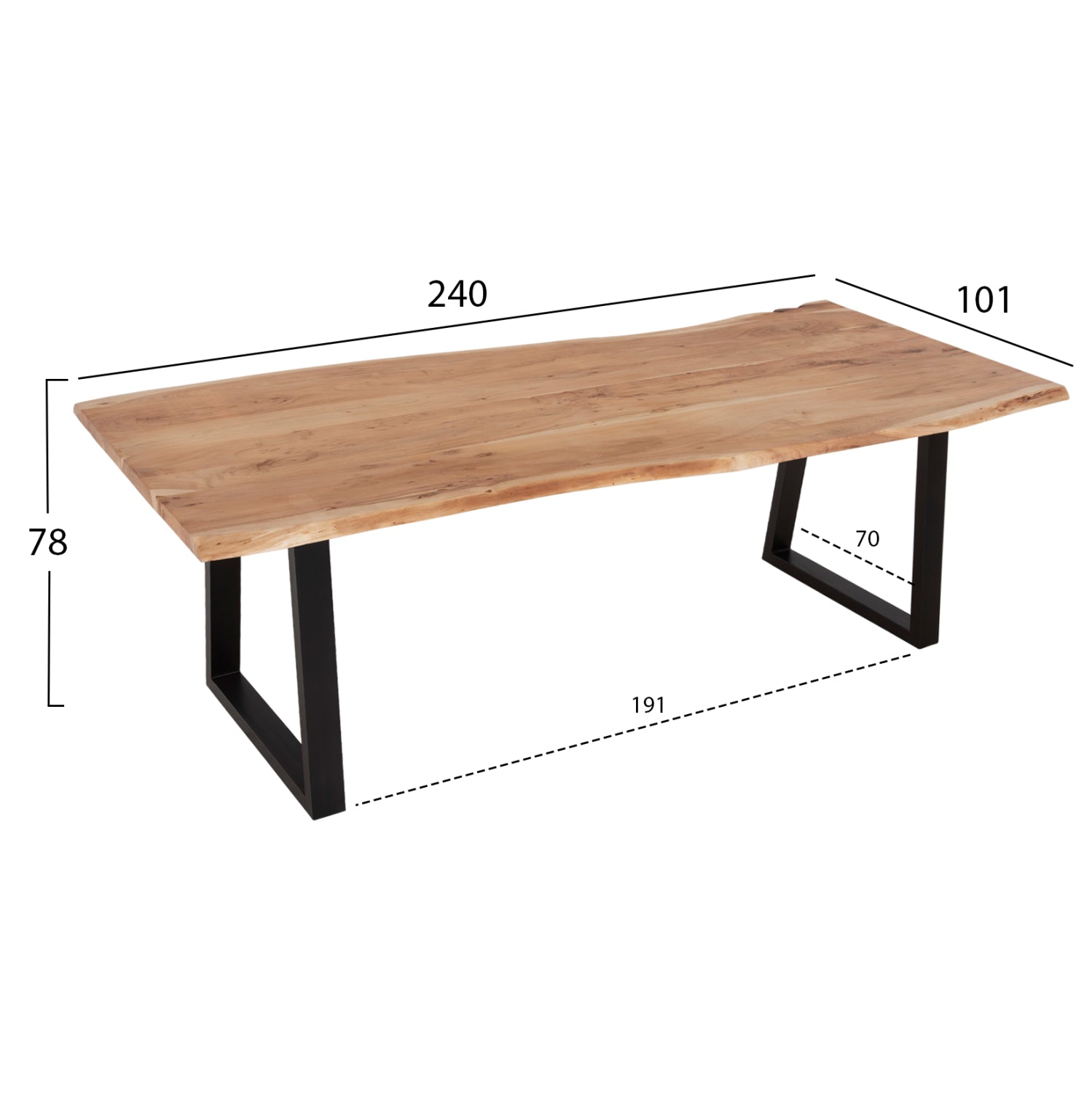 Маса   MONTANA 240x101x78 см. естествен цвят акациево дърво