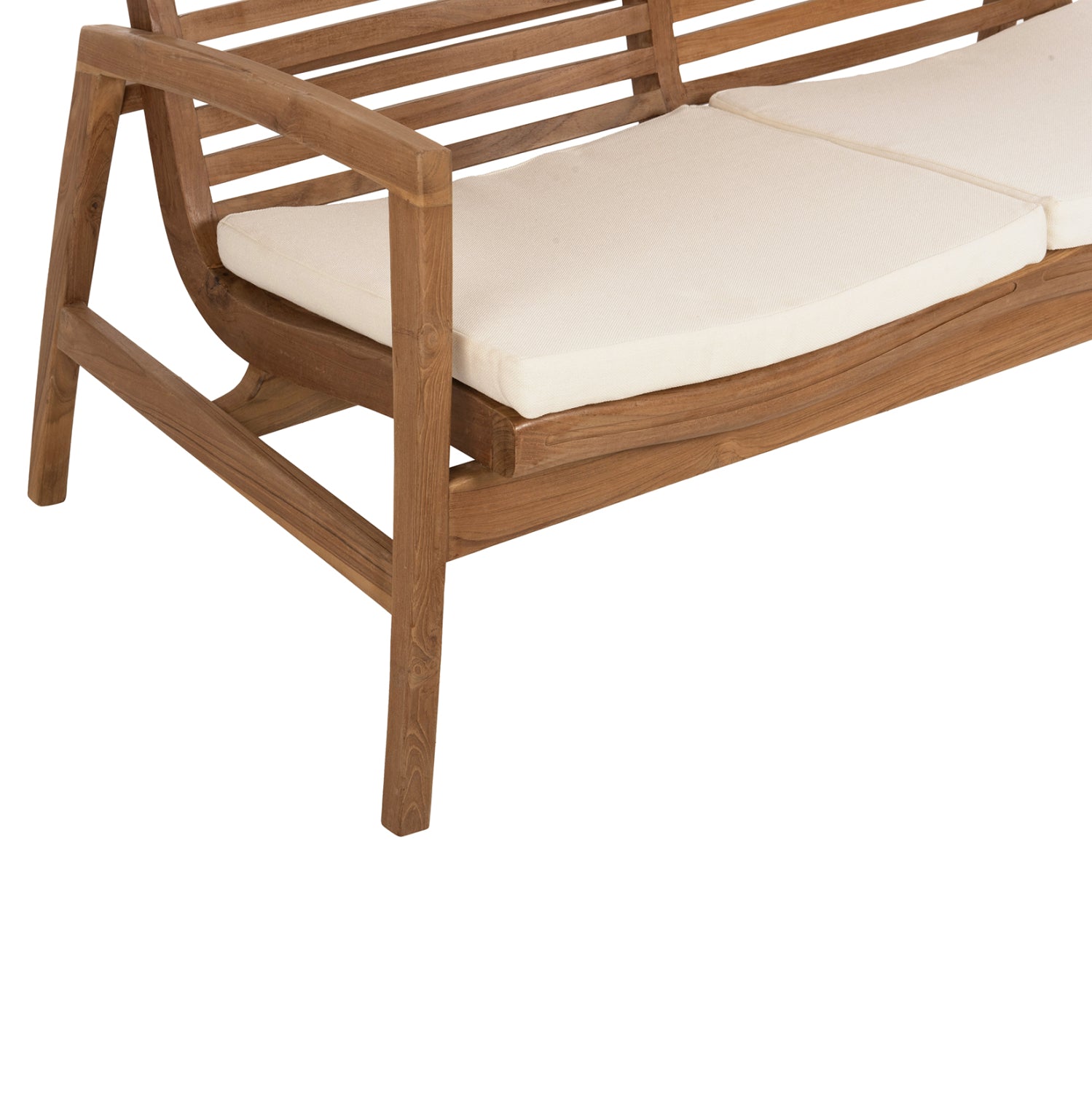 Комплект Довер тиково дърво с бели възглавници натурал диван с 2 кресла и маса 115x58,5x47