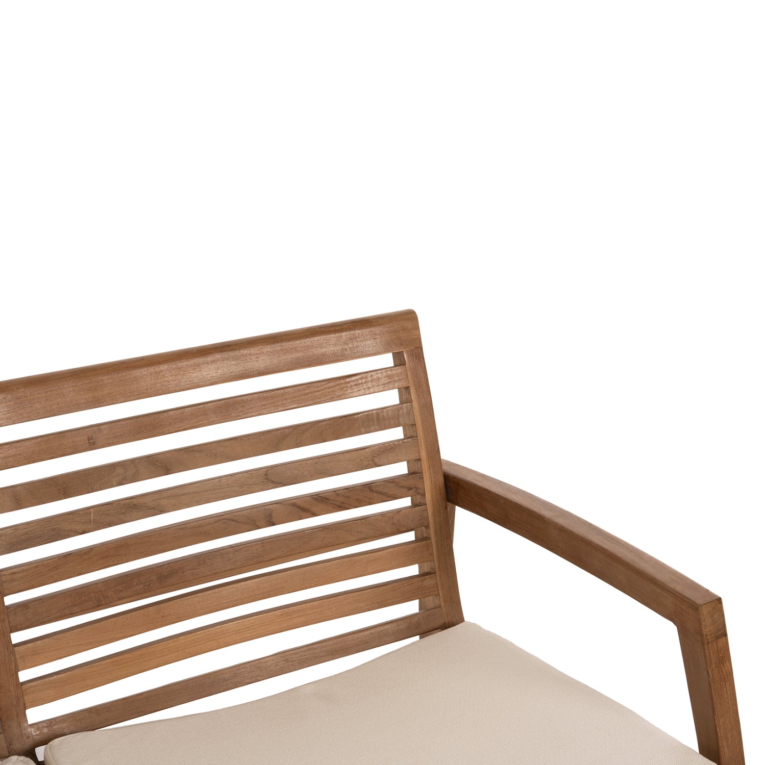 Комплект Довер тиково дърво с бели възглавници натурал диван с 2 кресла и маса 115x58,5x47