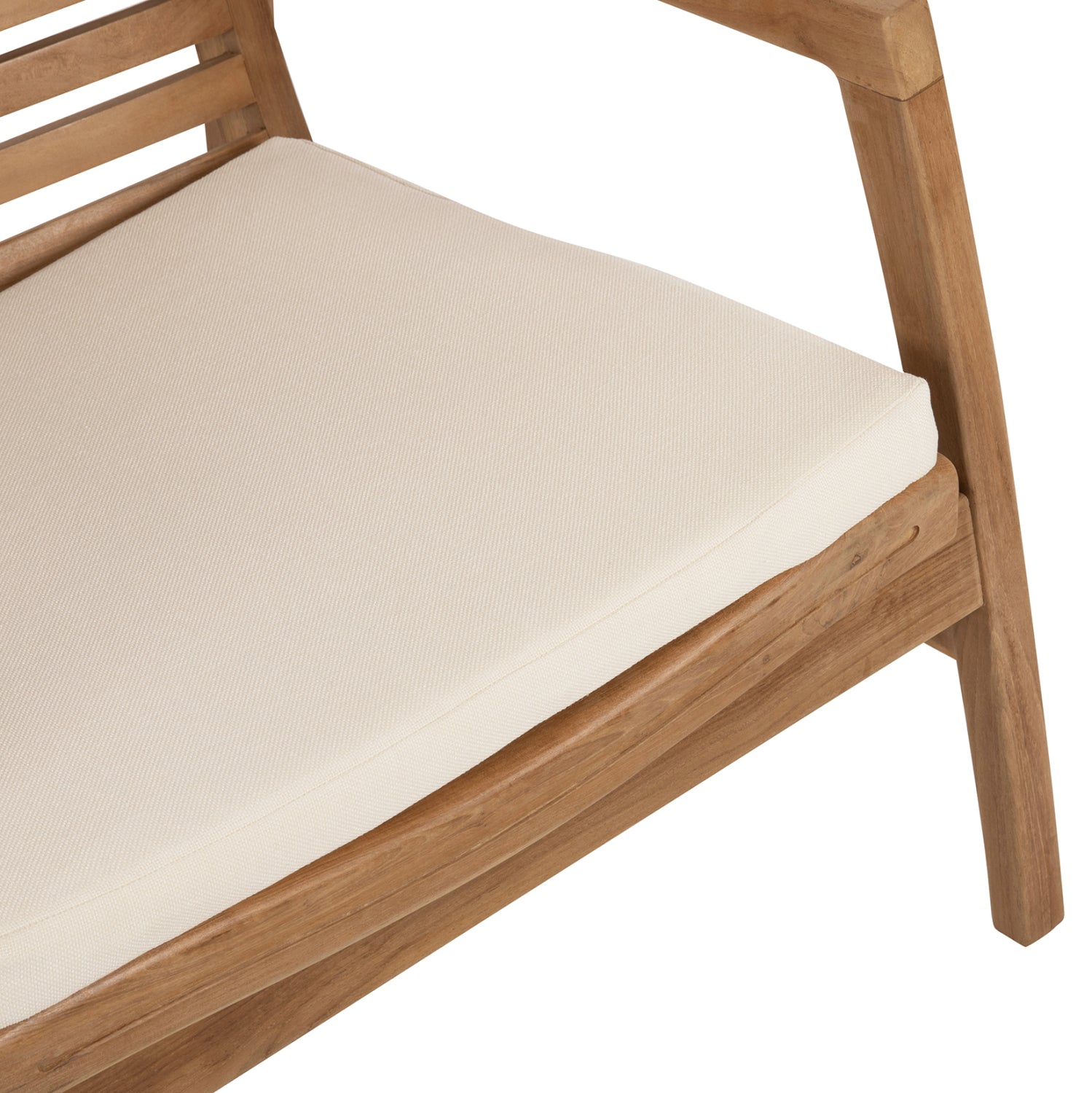 Комплект Довер тиково дърво с бели възглавници натурал диван с 2 кресла и маса 115x58,5x47