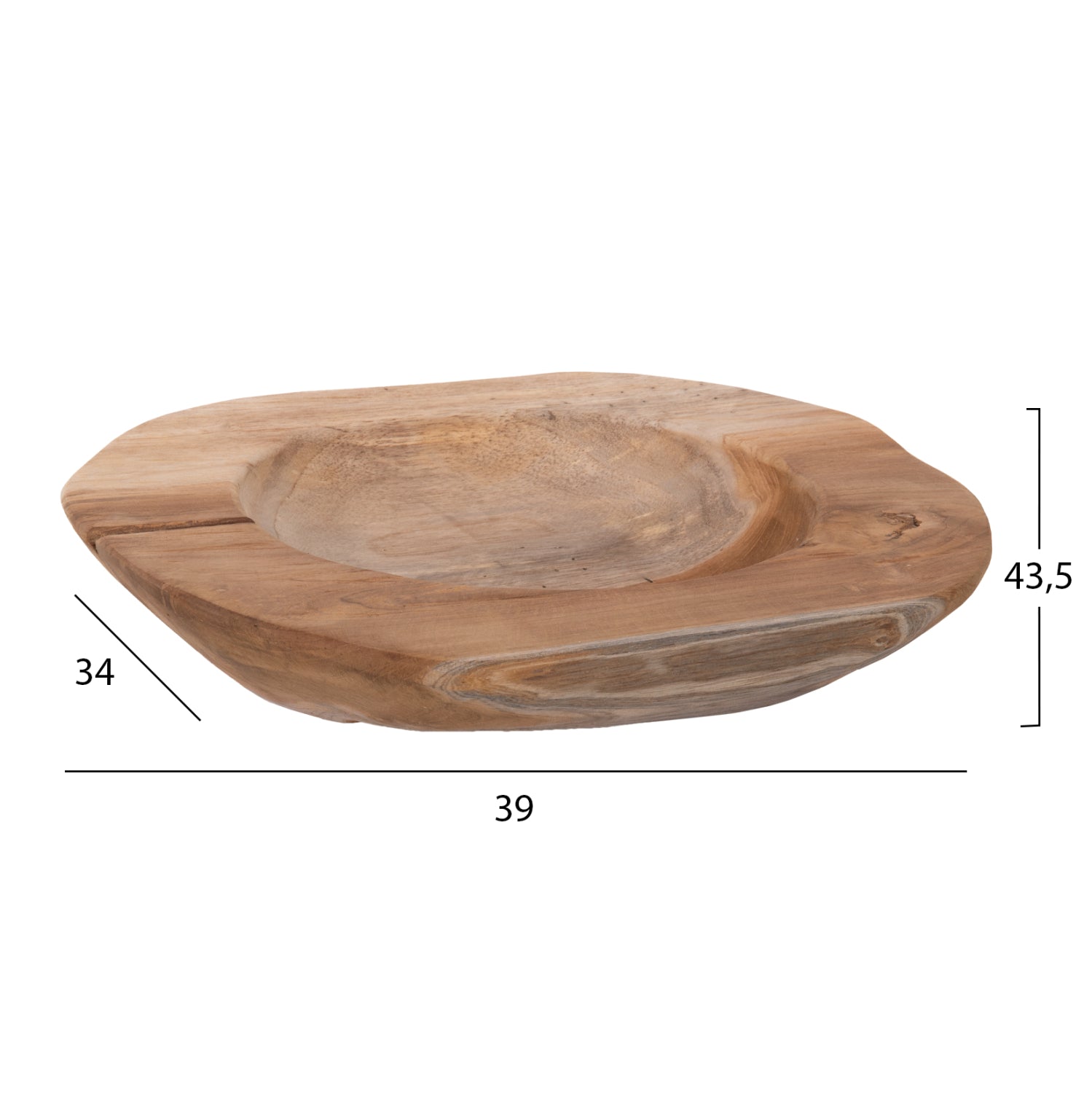 Дървена купа YOKI  тиково дърво натурал Φ39x6,5