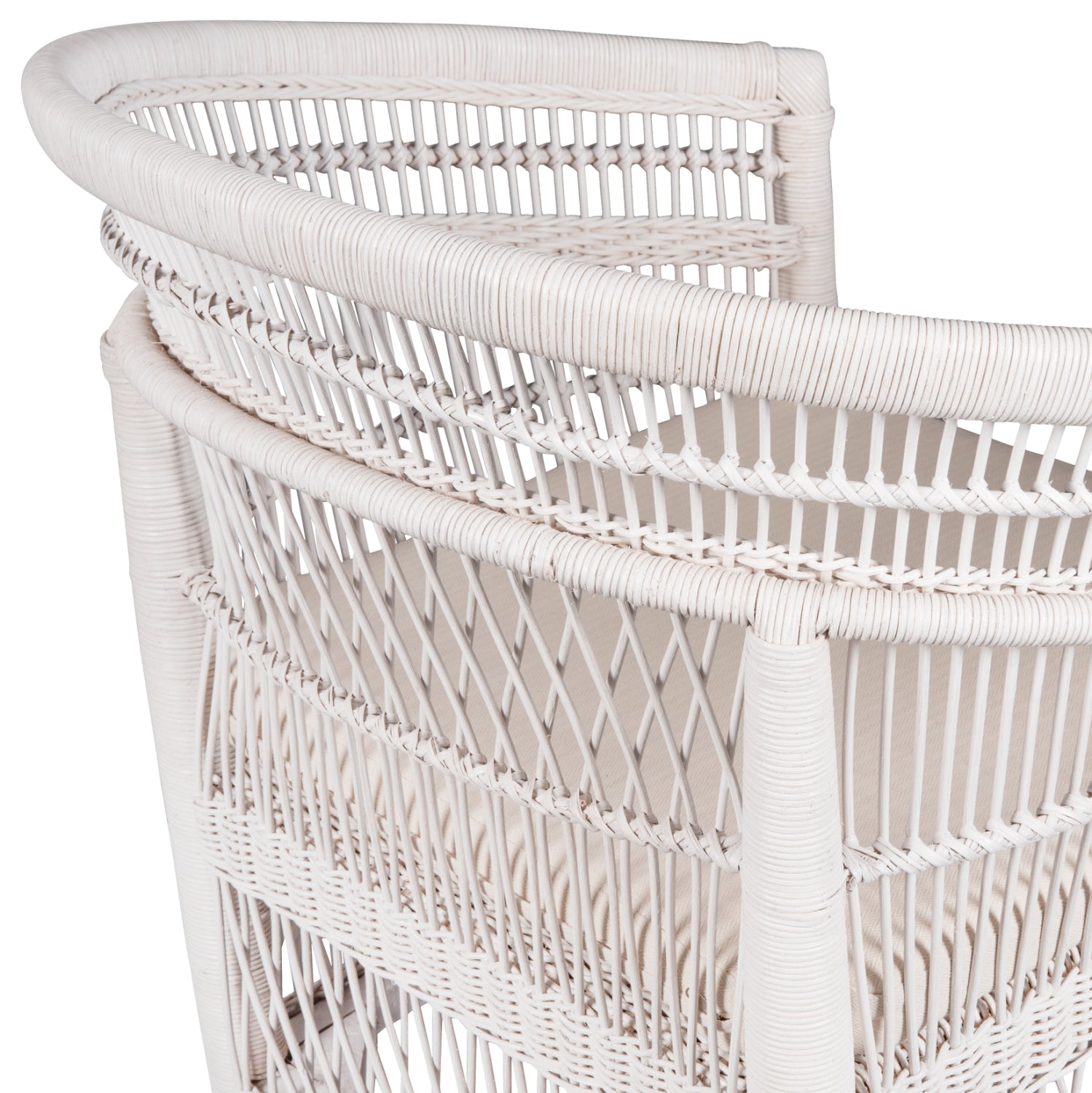 Фотьойл MALAWI бял цвят ратан/махагон 80x70x86