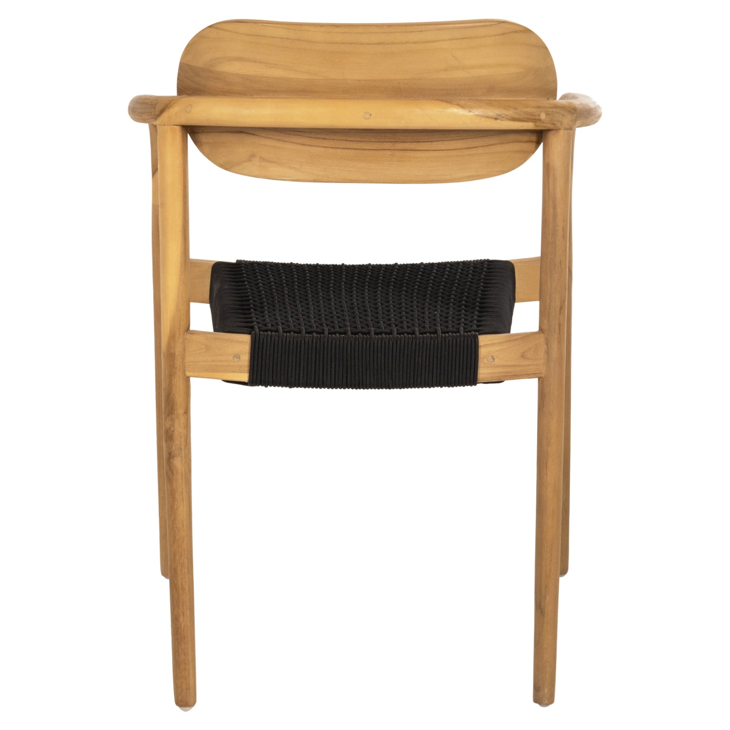 Кресло Осло цвят натурал тиково дърво-черно въже 55x54x80