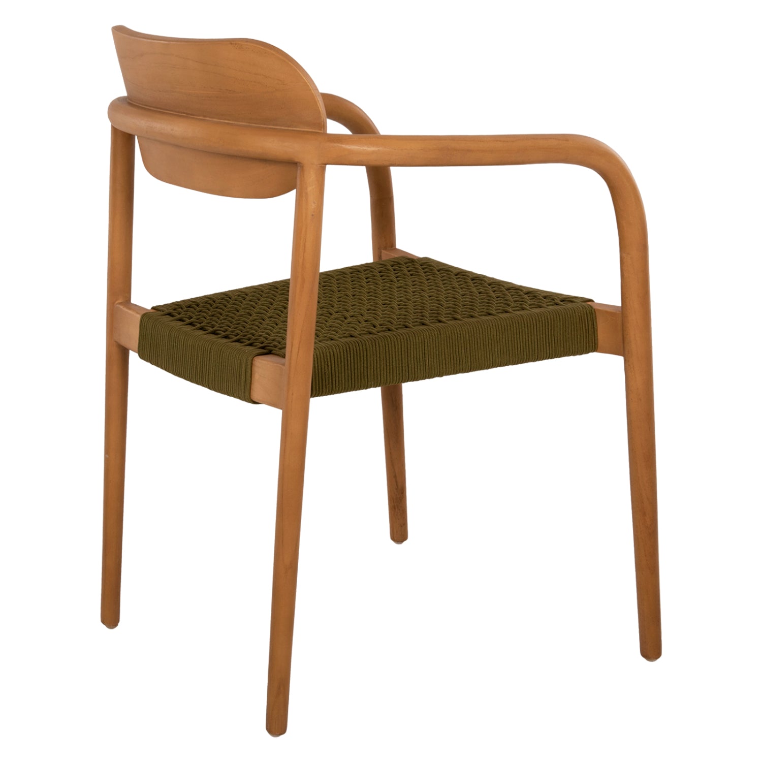 Кресло Осло цвят натурал тиково дърво-зелено въже 55x54x80
