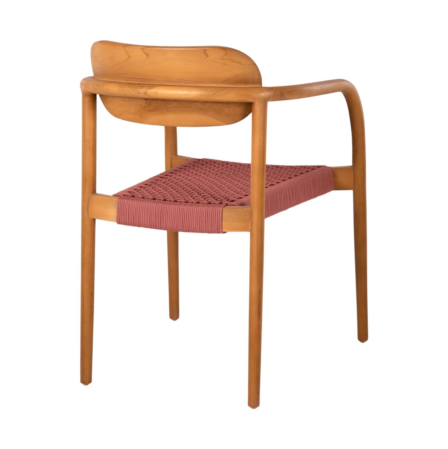 Кресло Осло цвят натурал тиково дърво-розово въже  55x54x80