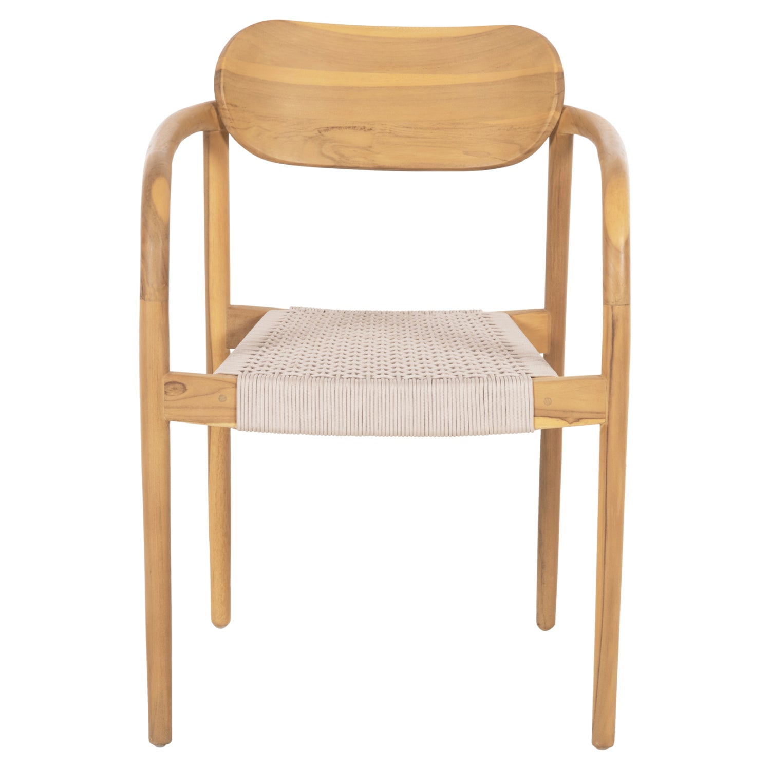 Кресло Осло цвят натурал тиково дърво -бежово въже 55x54x80
