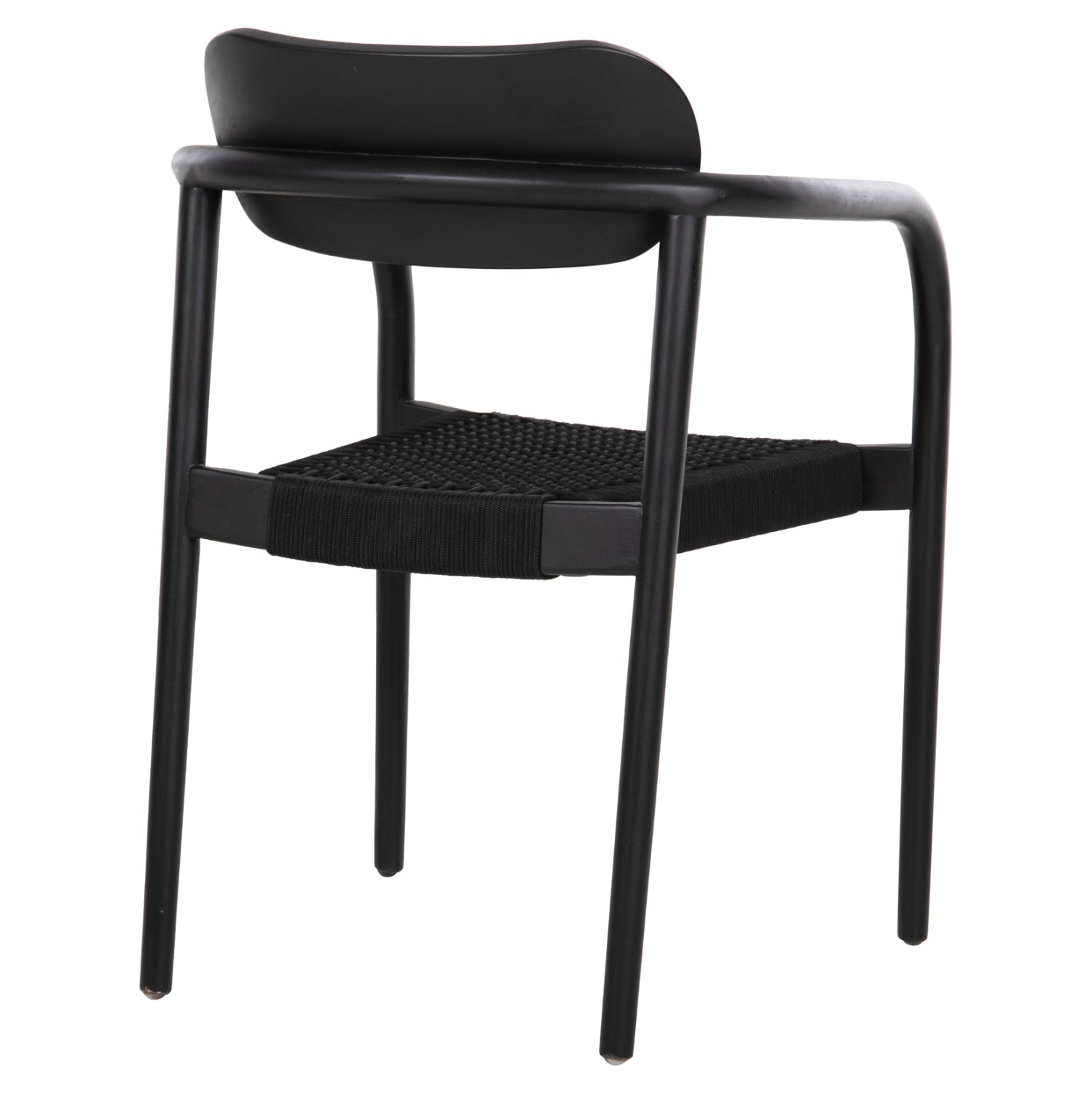 Кресло Осло тиково дърво черен цвят/въже 55x54x80