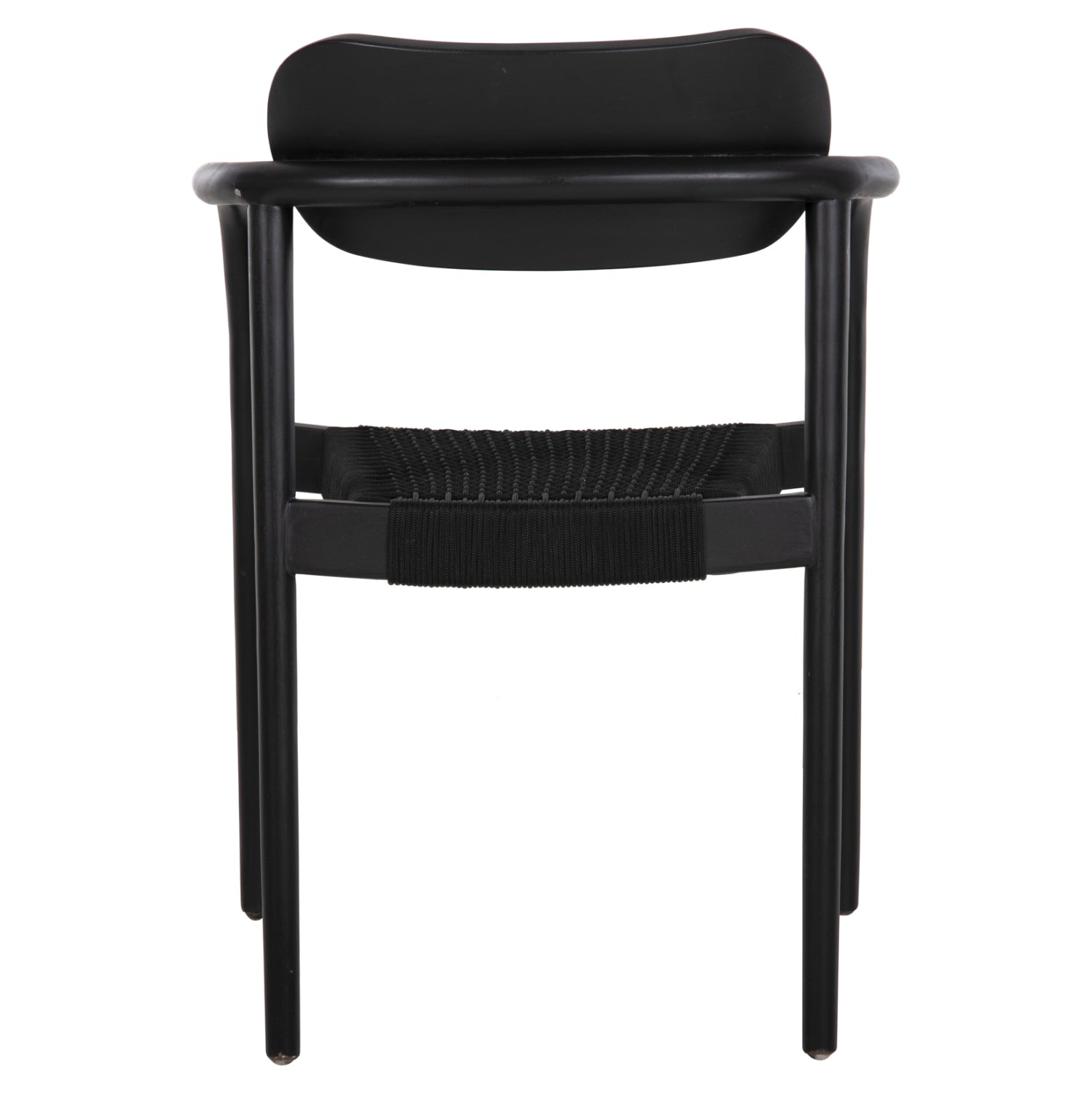 Кресло Осло тиково дърво черен цвят/въже 55x54x80