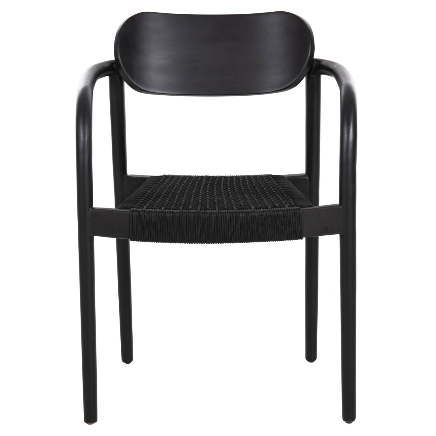 Кресло Осло тиково дърво черен цвят/въже 55x54x80