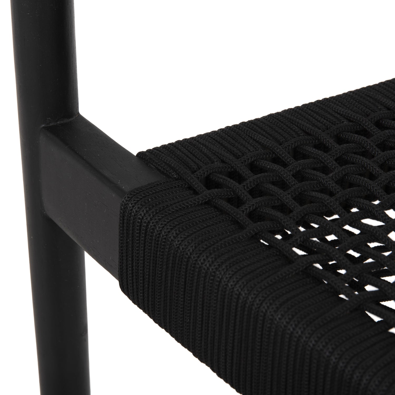 Кресло Осло тиково дърво черен цвят/въже 55x54x80