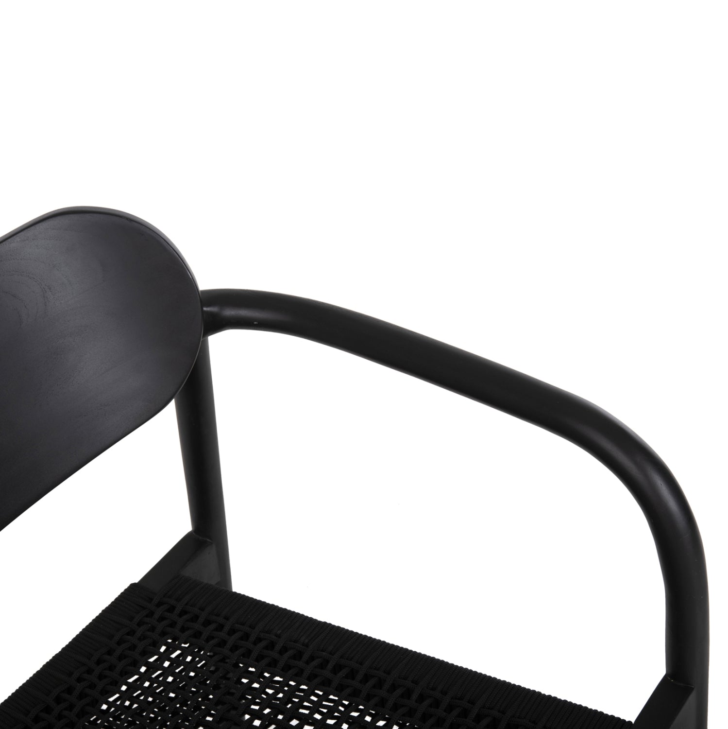 Кресло Осло тиково дърво черен цвят/въже 55x54x80