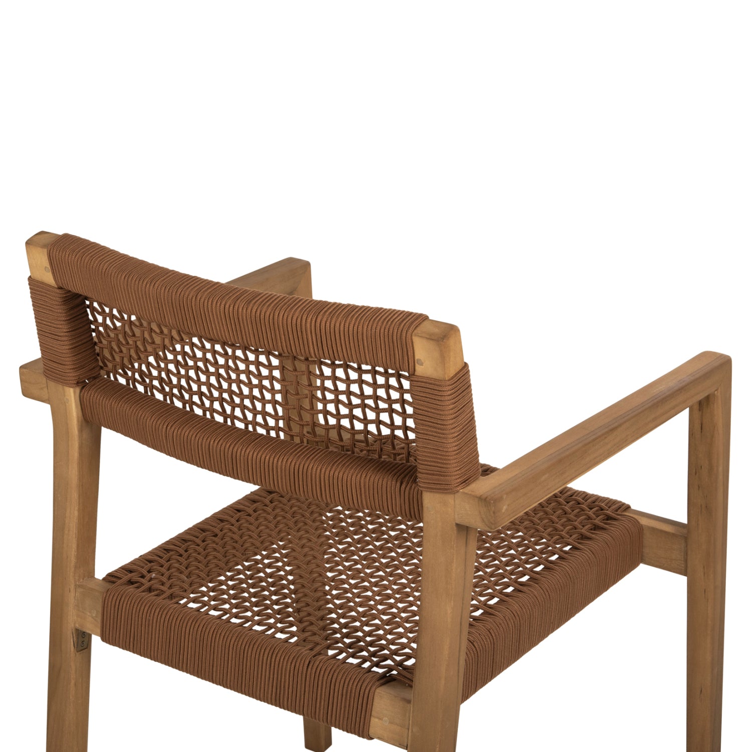 Кресло Шарлот цвят натурал тиково дърво -бежово въже 58x61x81