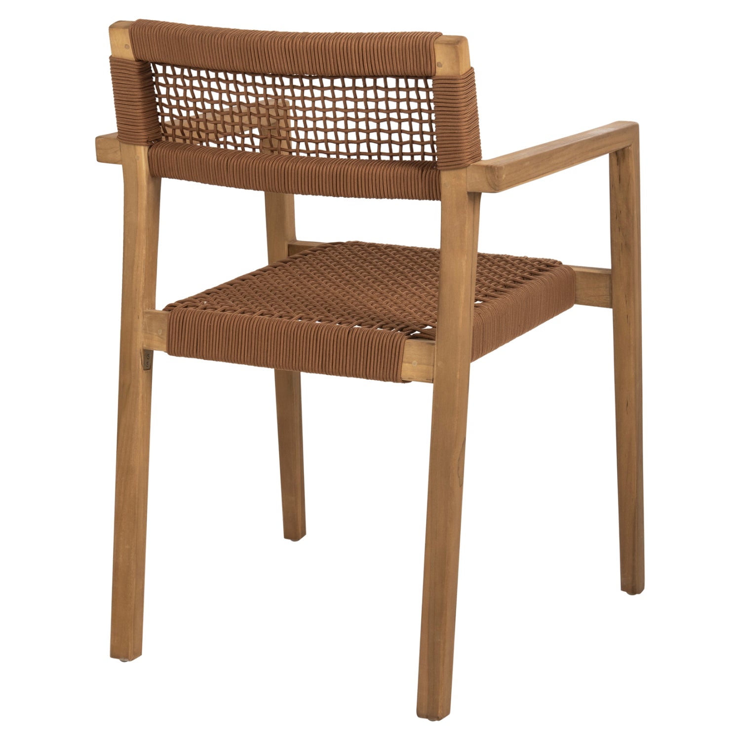 Кресло Шарлот цвят натурал тиково дърво -бежово въже 58x61x81