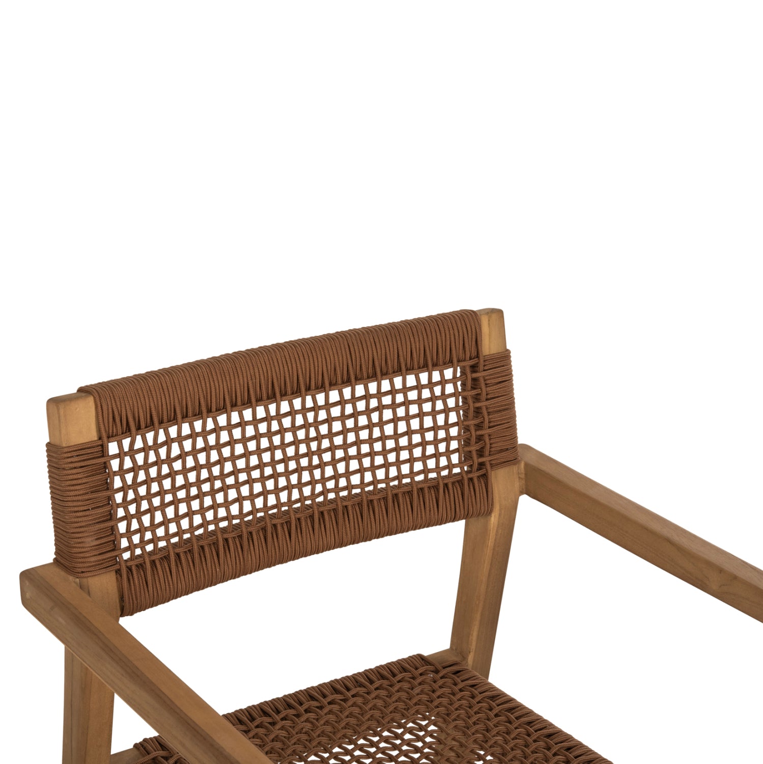 Кресло Шарлот цвят натурал тиково дърво -бежово въже 58x61x81