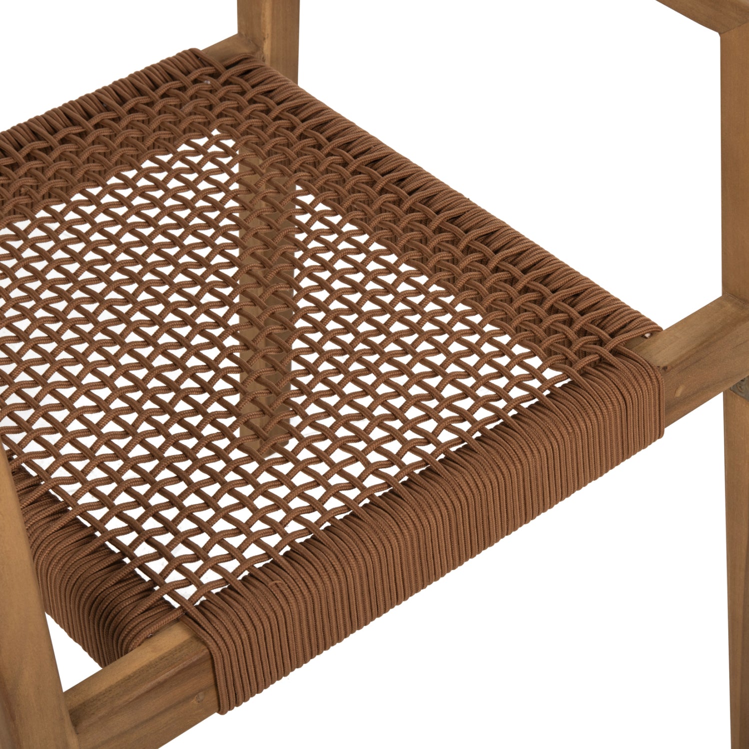 Кресло Шарлот цвят натурал тиково дърво -бежово въже 58x61x81