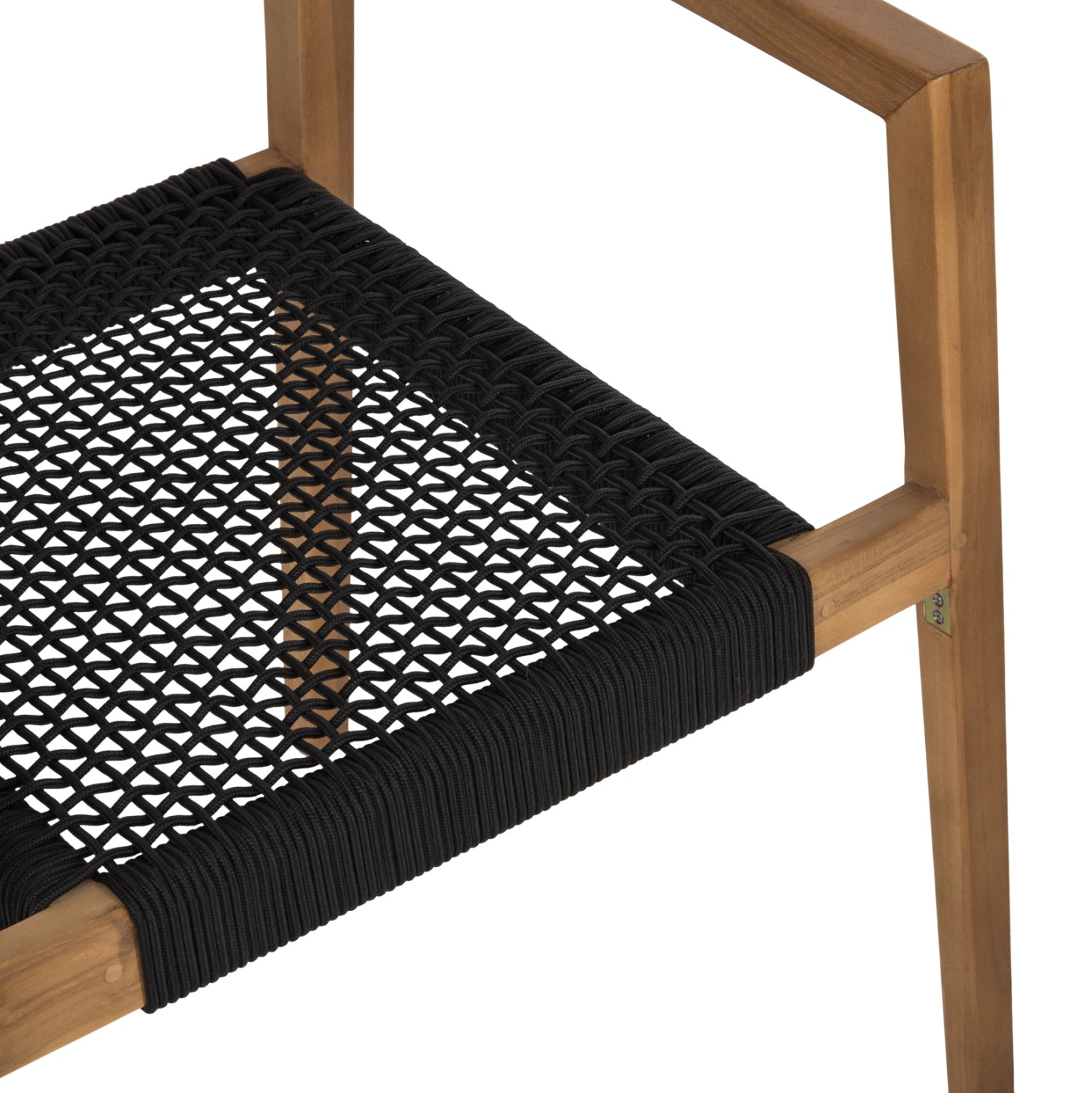 Кресло Шарлот цвят натурал тиково дърво-черно въже 58x61x81