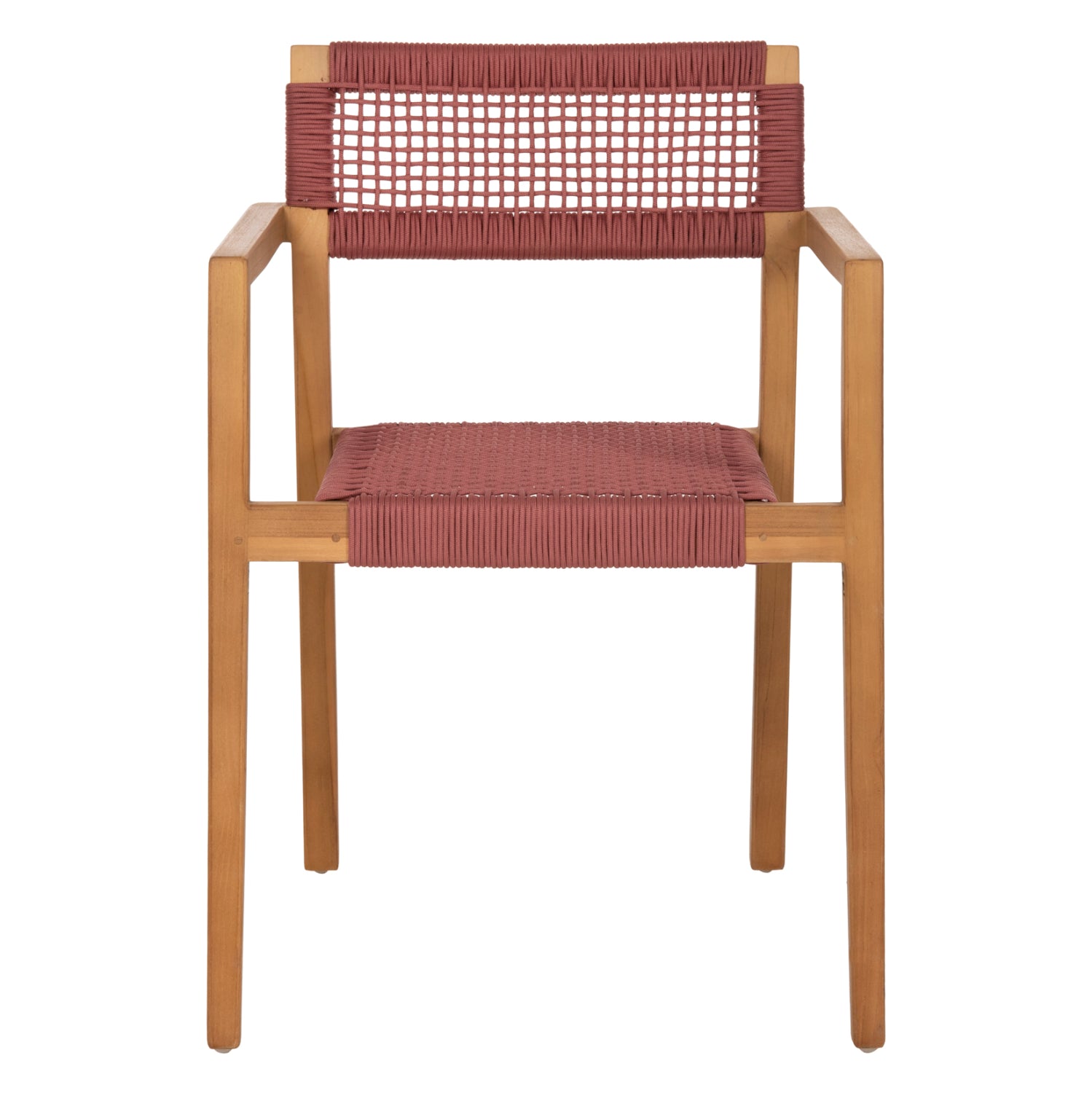 Кресло Шарлот цвят натурал тиково дърво-въже бордо  59x54x83