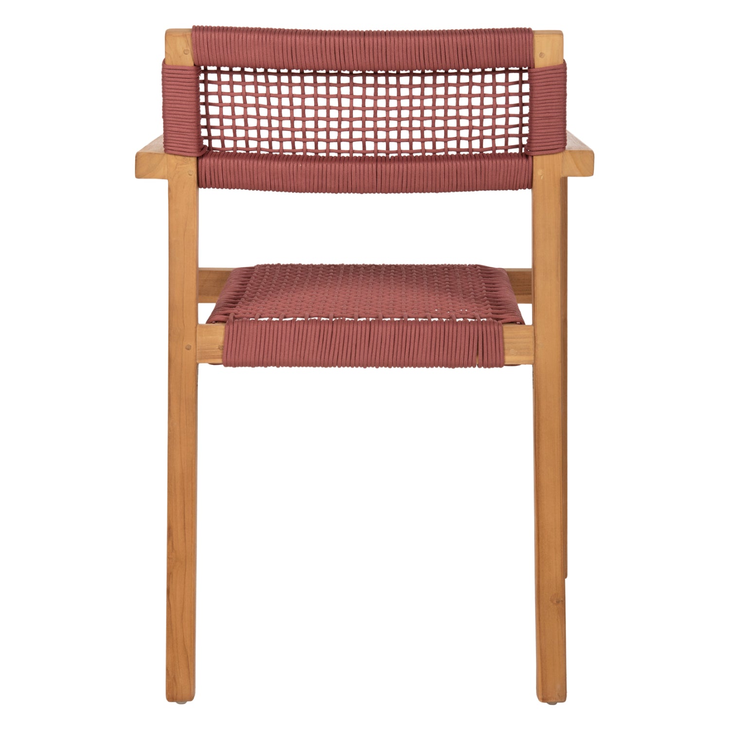 Кресло Шарлот цвят натурал тиково дърво-въже бордо  59x54x83