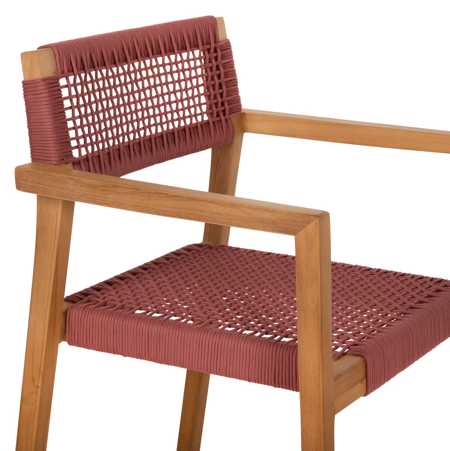 Кресло Шарлот цвят натурал тиково дърво-въже бордо  59x54x83