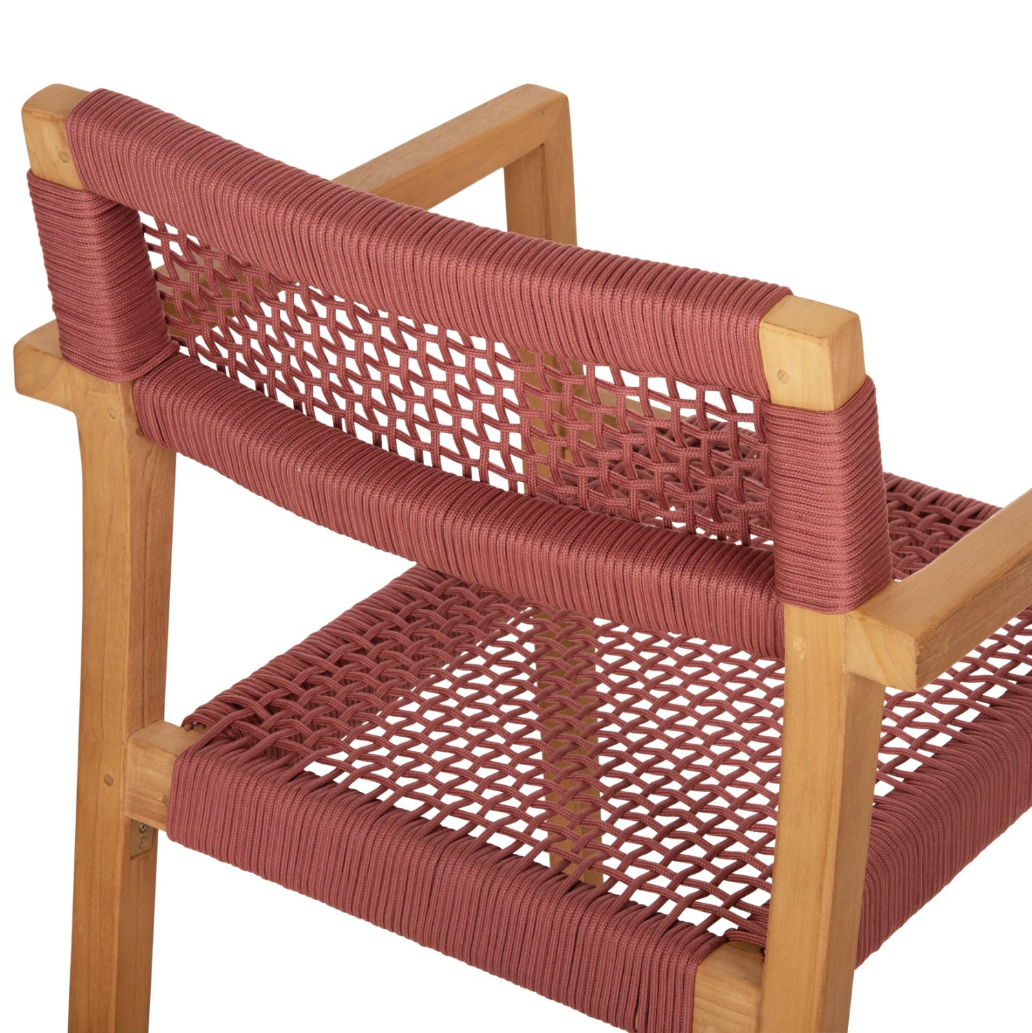 Кресло Шарлот цвят натурал тиково дърво-въже бордо  59x54x83