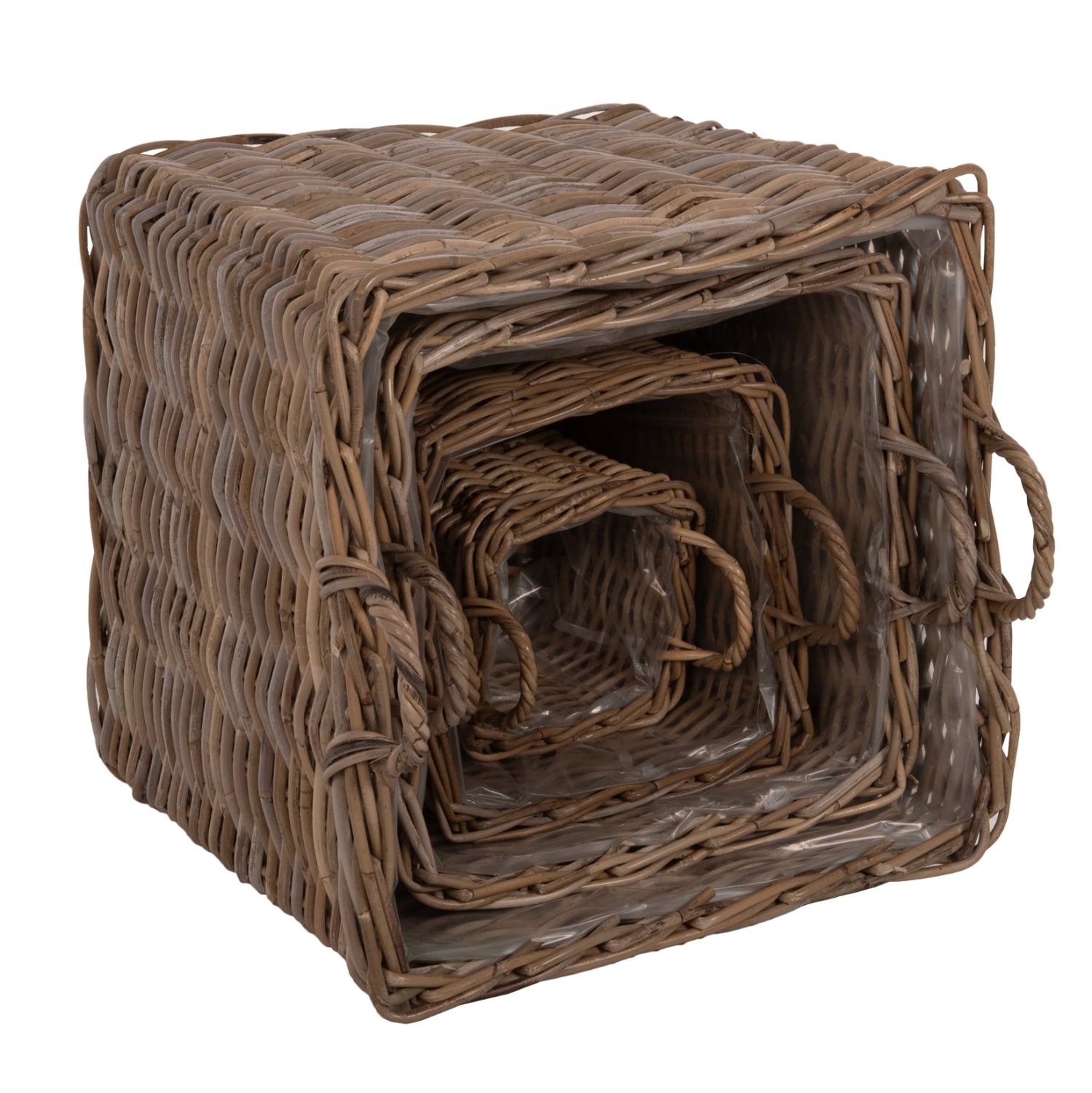 Кошници комплект от 4 броя KATER натурал  52x52x50-57см.