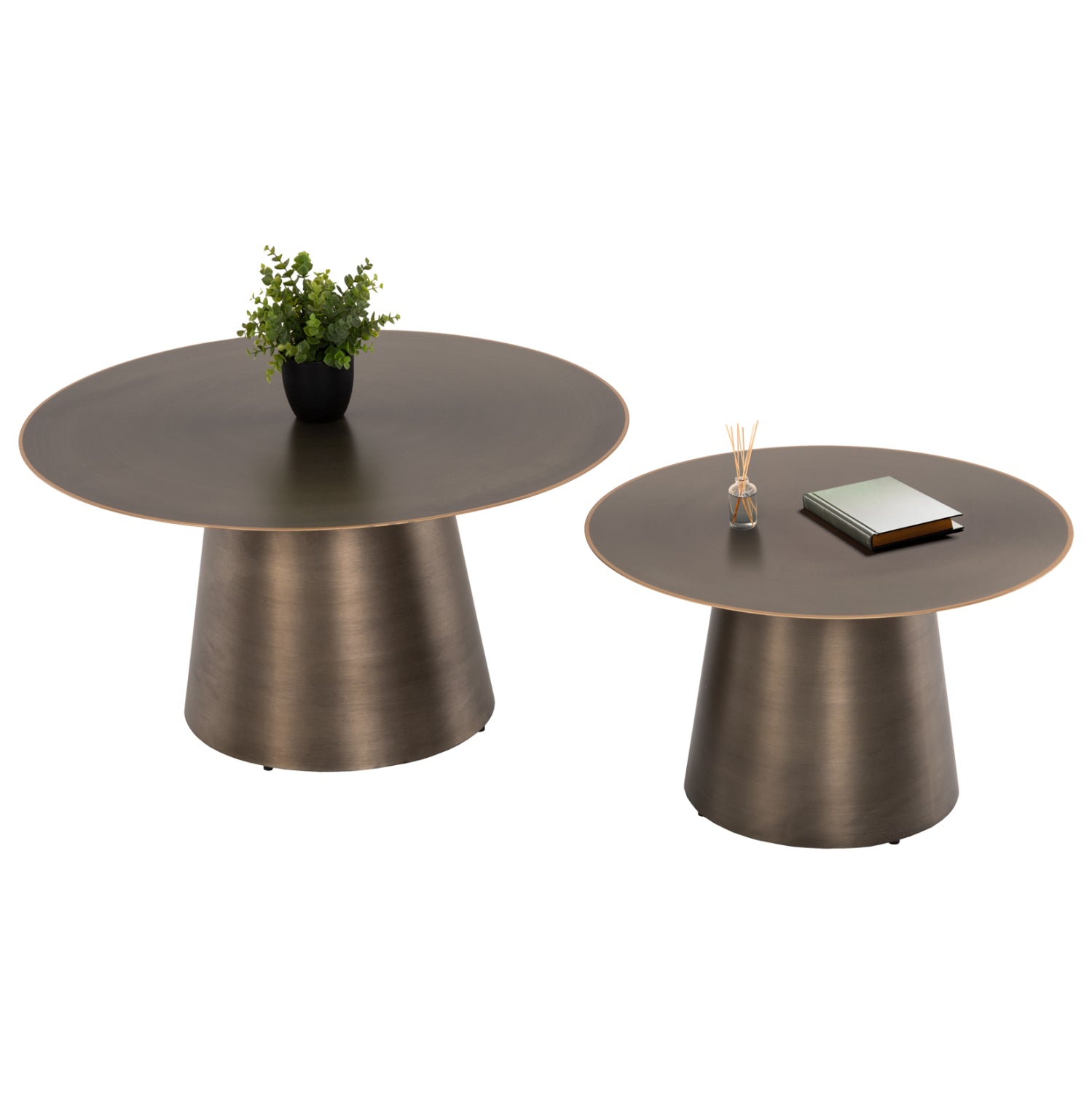 Комплект холни маси NICKELY 2 бр сребрист цвят мат  Φ80x41см и Φ60x36см