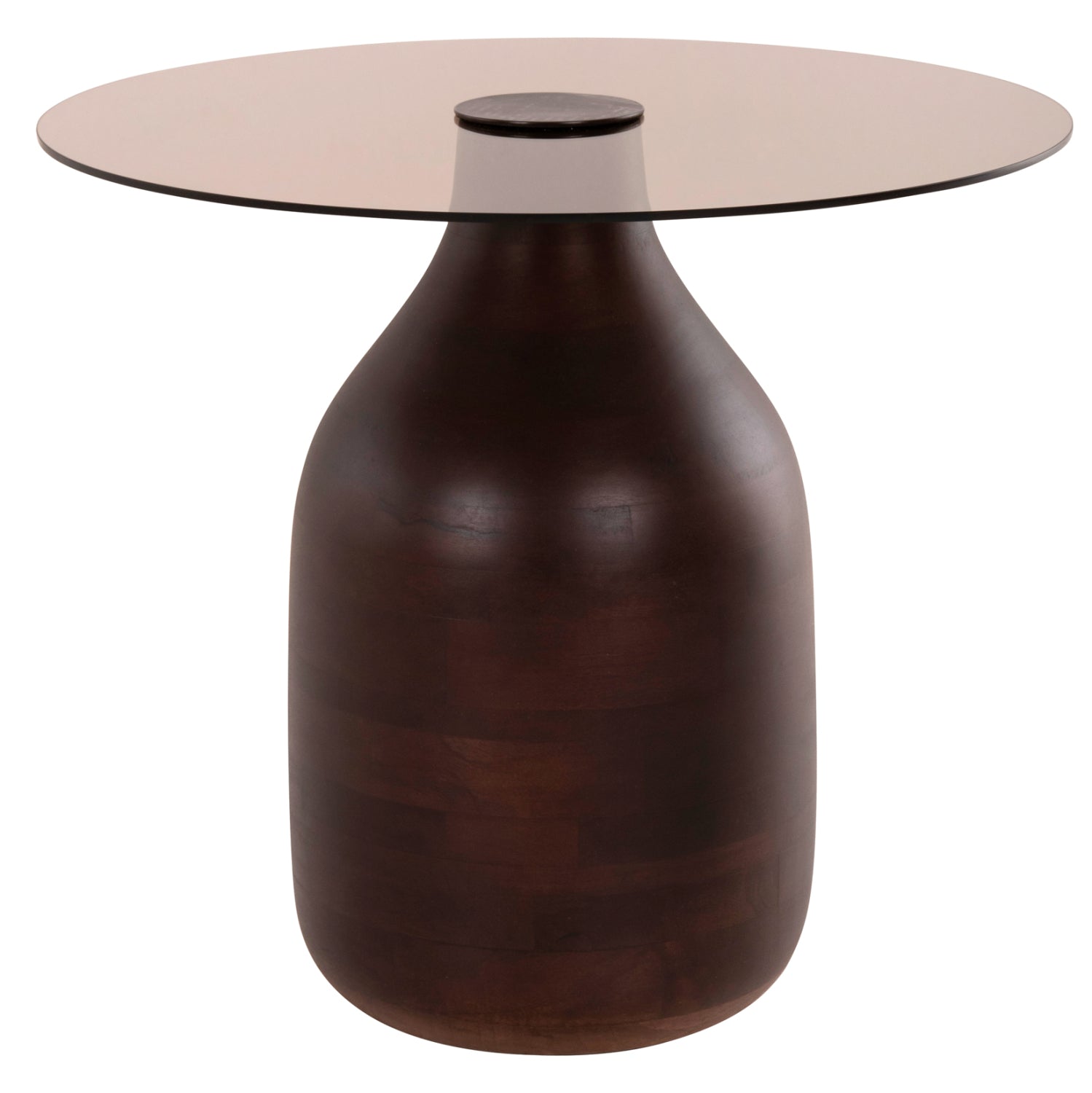 Помощни маси CHANG манго дърво/стъклен плот кафяв цвят Φ55x49.5 и Φ40x36.5см.